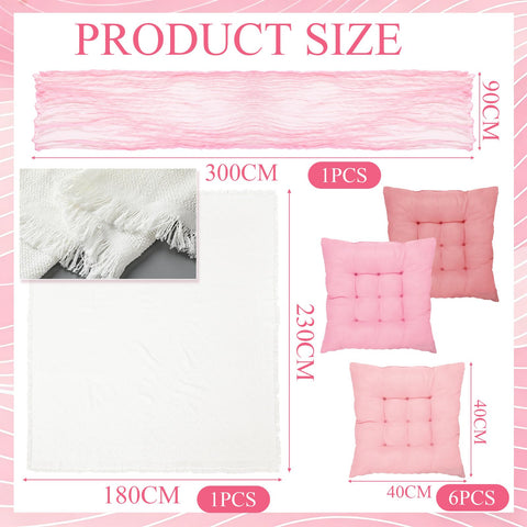 Hillsuren pink table runner draped over an outdoor table.