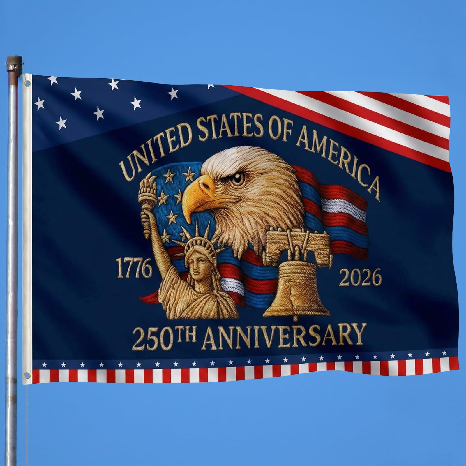 Hillsuren USA 250th anniversary flag double-sided for outdoor display