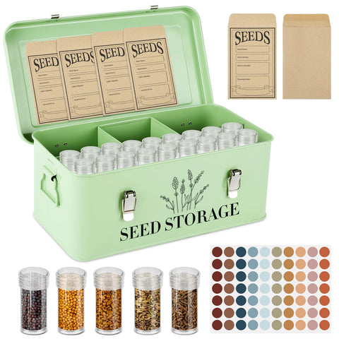 Himake 60-slots seed storage box with four dividers keeps seeds organized and accessible.