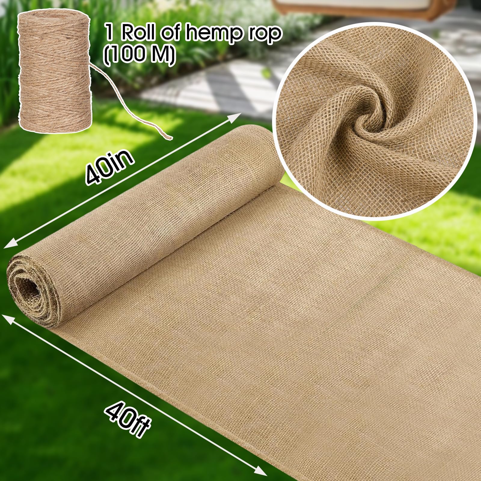 Himake natural jute garden fabric highlights wide roll for gardening use