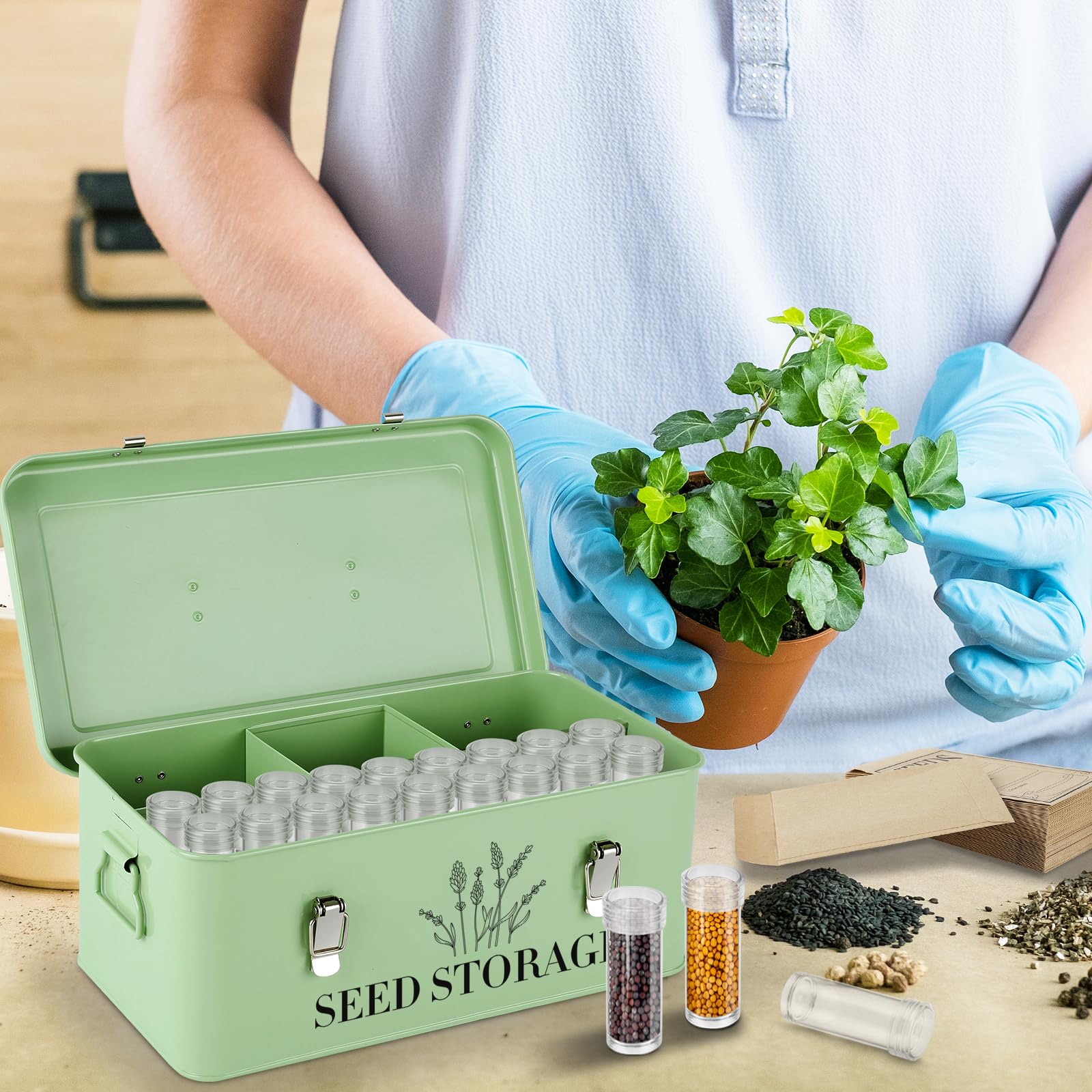 Himake seed storage with portable handles makes it easy to move between spaces.