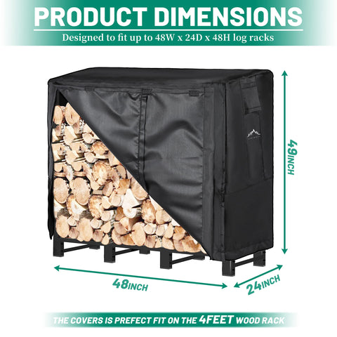 Himal Outdoors Himal 4ft firewood cover back view demonstrates secure fit and coverage.