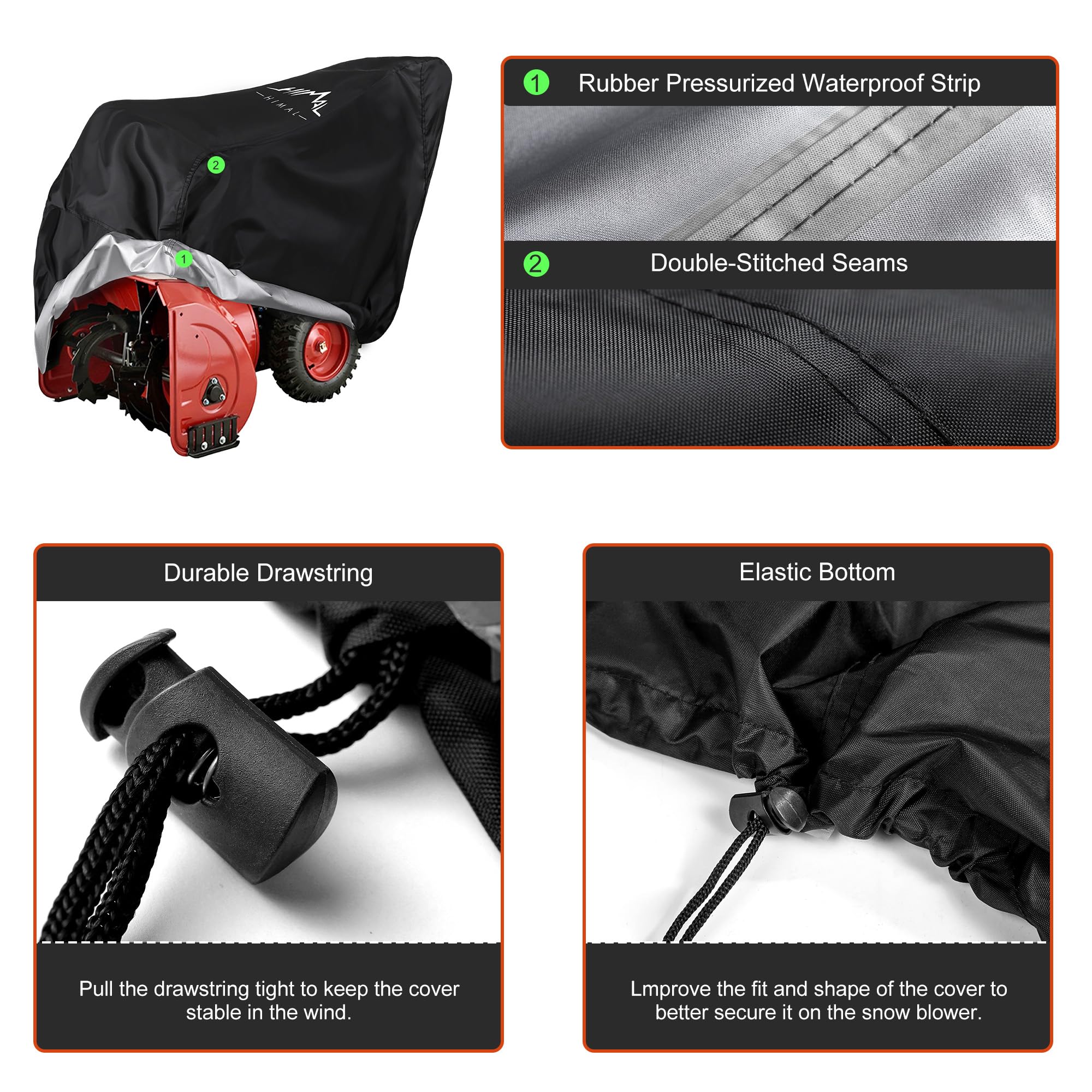Himal Outdoors snow blower cover includes drawstring storage bag for easy storage