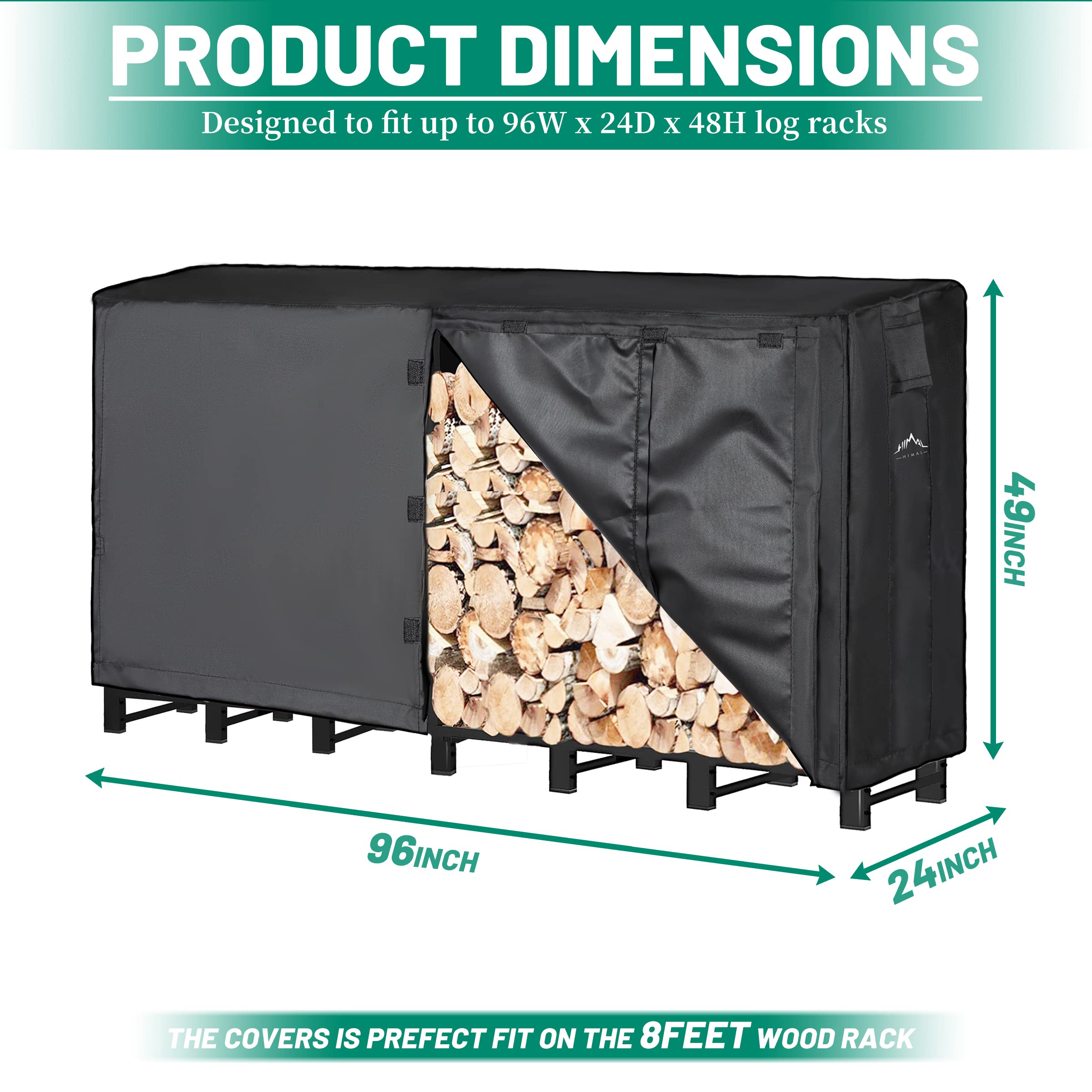 Himal Outdoors wood rack cover highlights durable fabric and weatherproof protection.