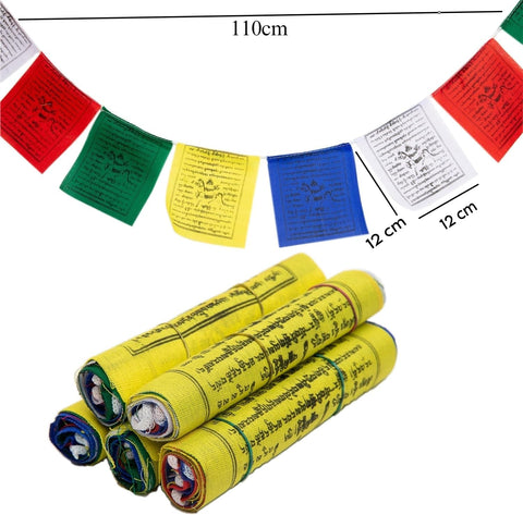 Himalayan Bazaar flag rolls ready for easy hanging.