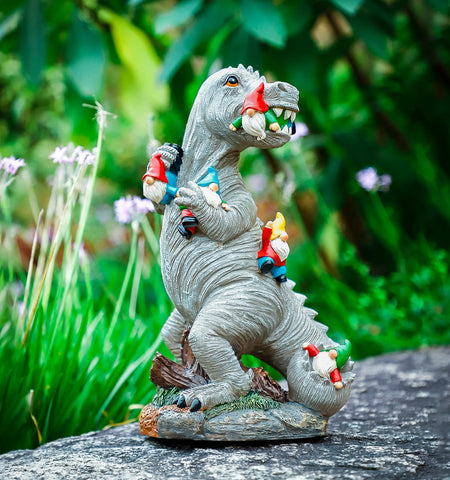 Himaweek backyard sculpture dinosaur-gnome accent for patio