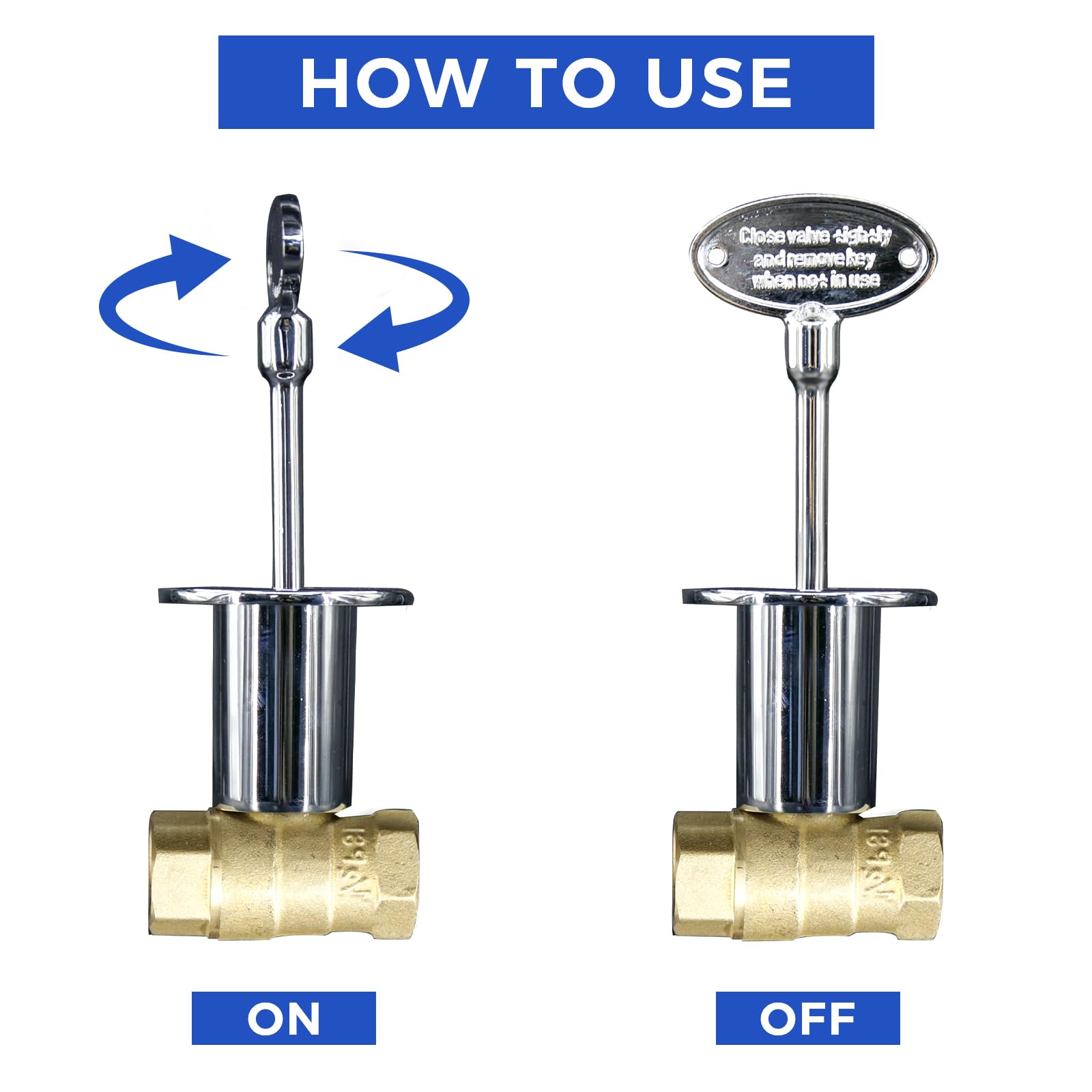 Himaweek universal-fit key for 1/2-inch and 3/4-inch valves.
