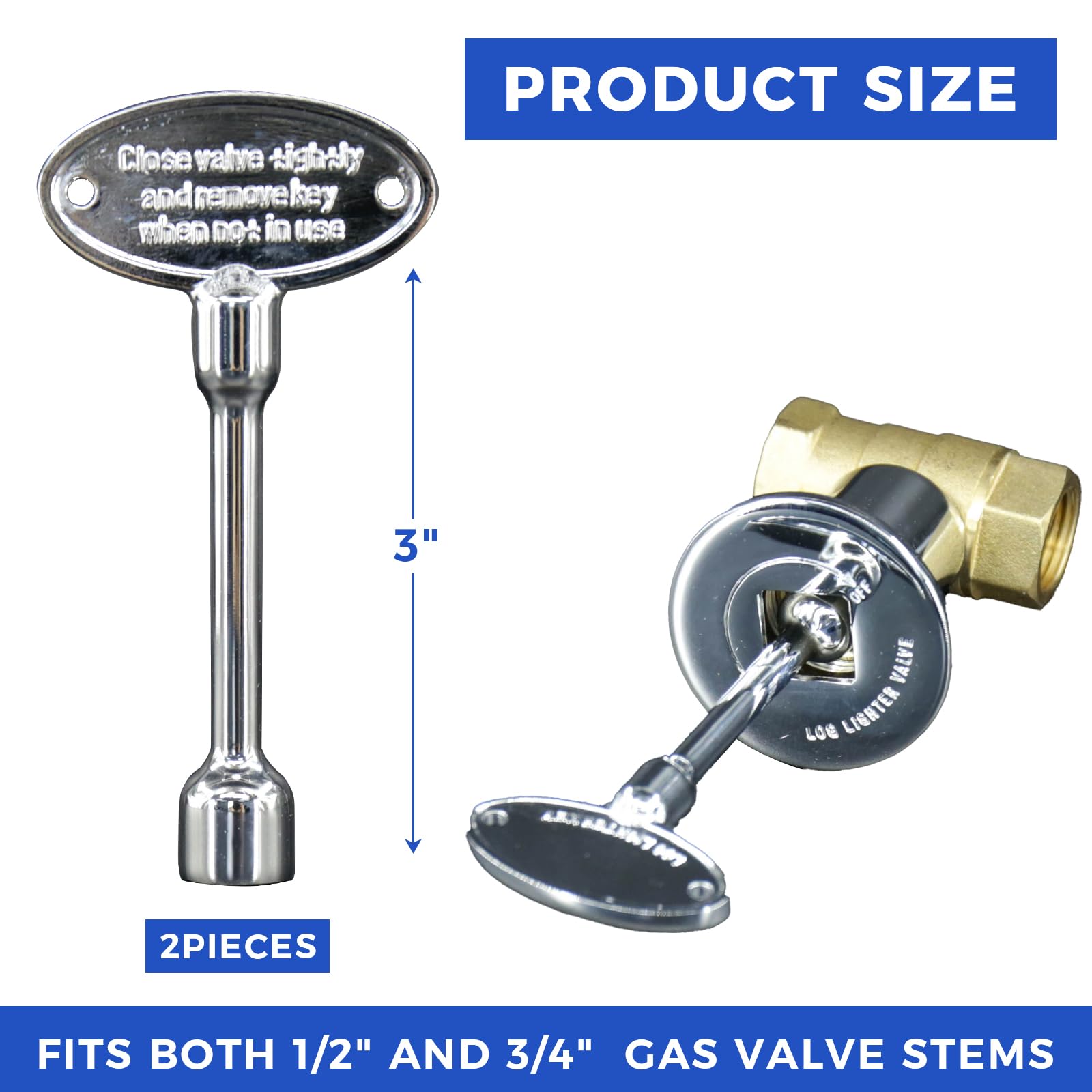 Polished zinc finish on Himaweek gas key for durable outdoor use.