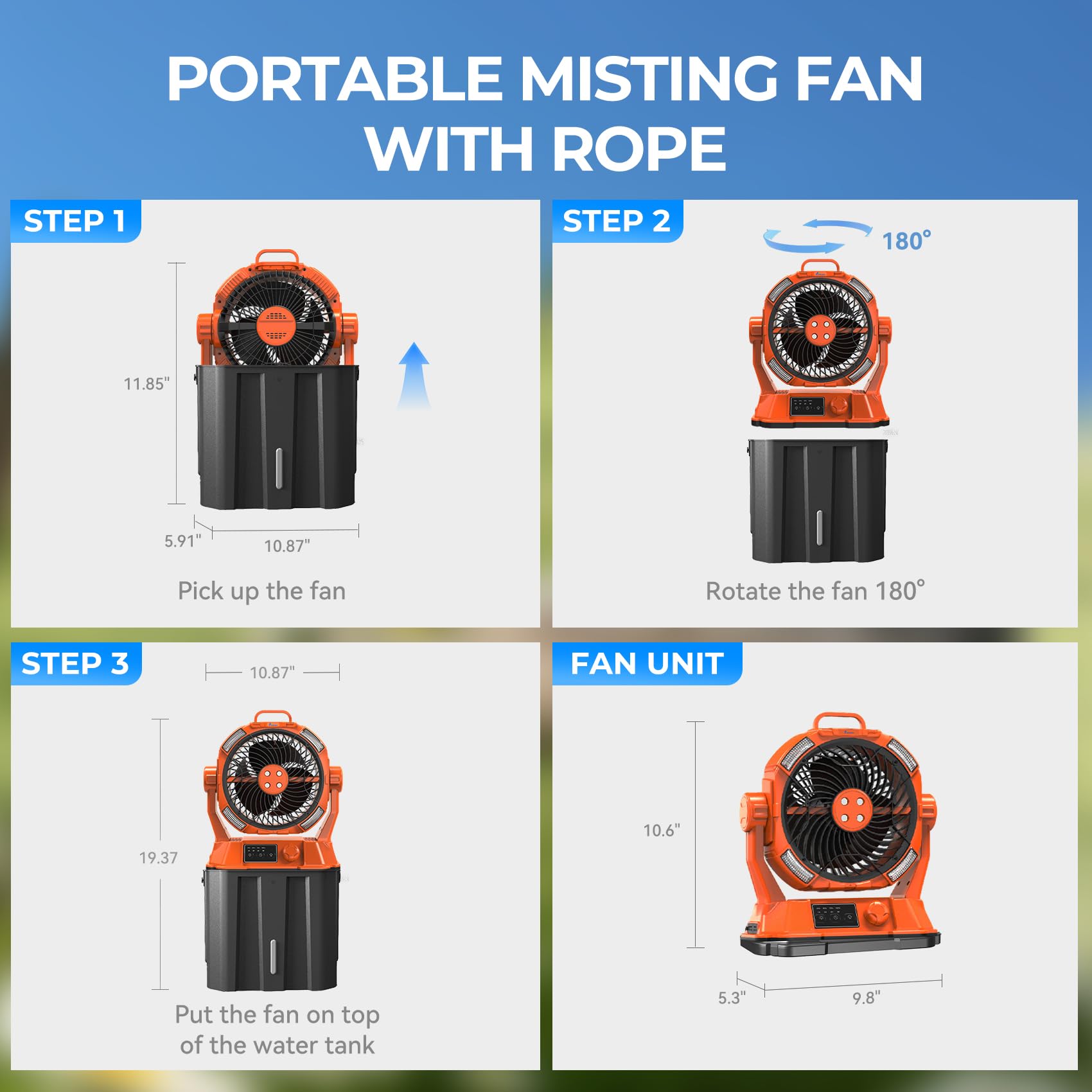 HIMONI misting fan 20000mAh battery powering long use.