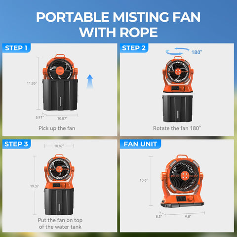 HIMONI misting fan 20000mAh battery powering long use.
