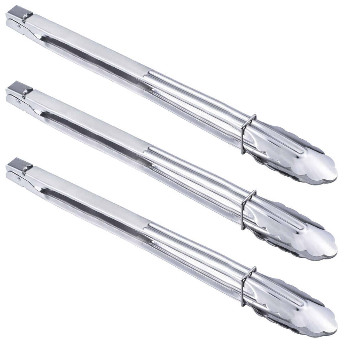 HINMAY 16-inch stainless steel tongs with clam-shell head for grilling