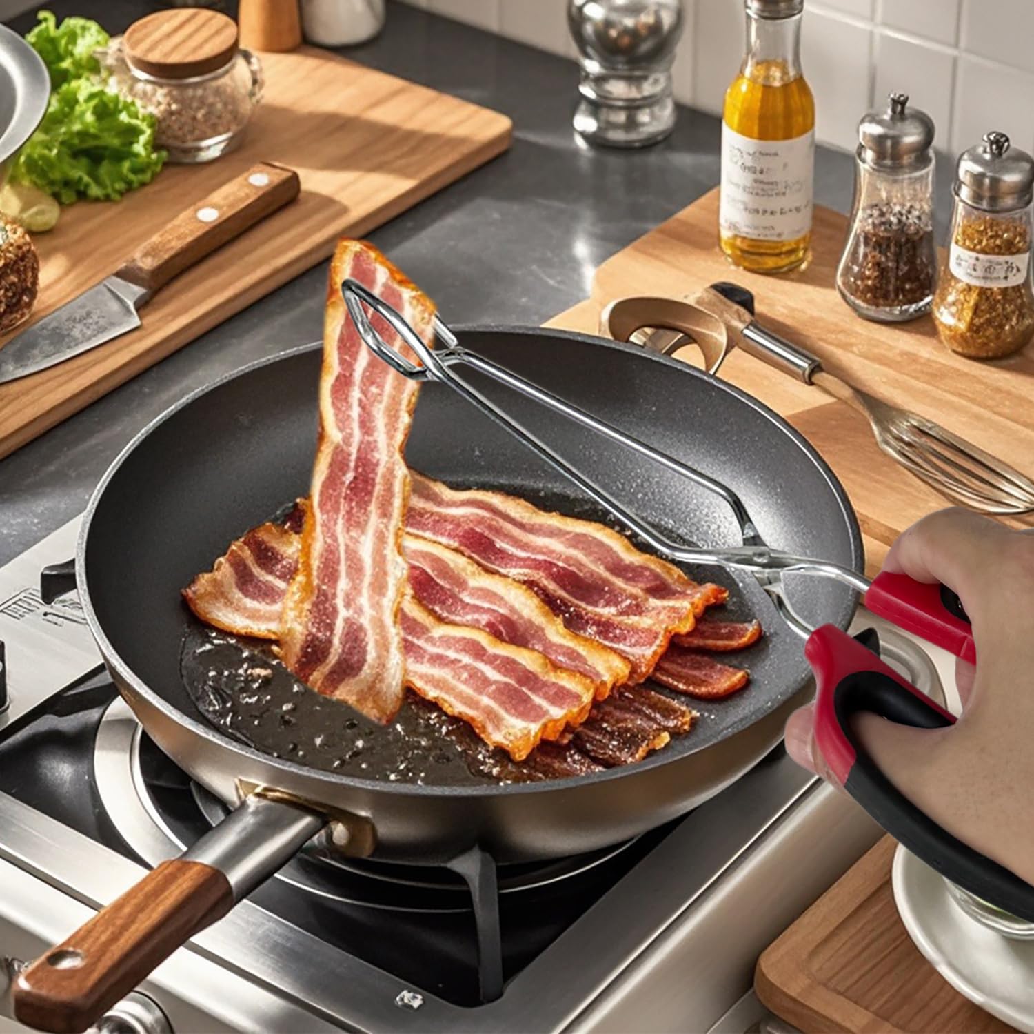 Hinmay dishwasher-safe tongs simplify cleanup after meals.