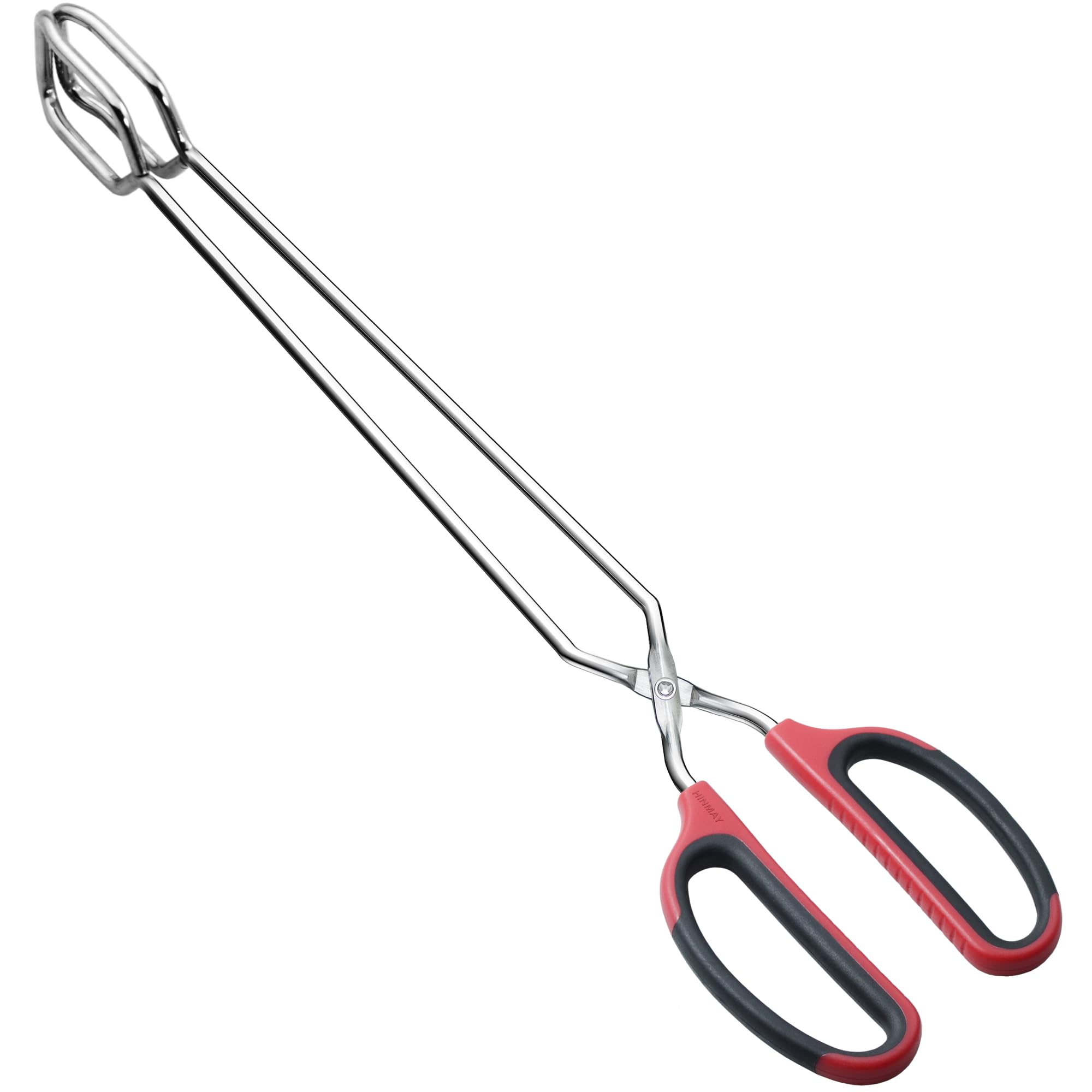 HINMAY extra long scissor tongs with soft silicone grip for grilling
