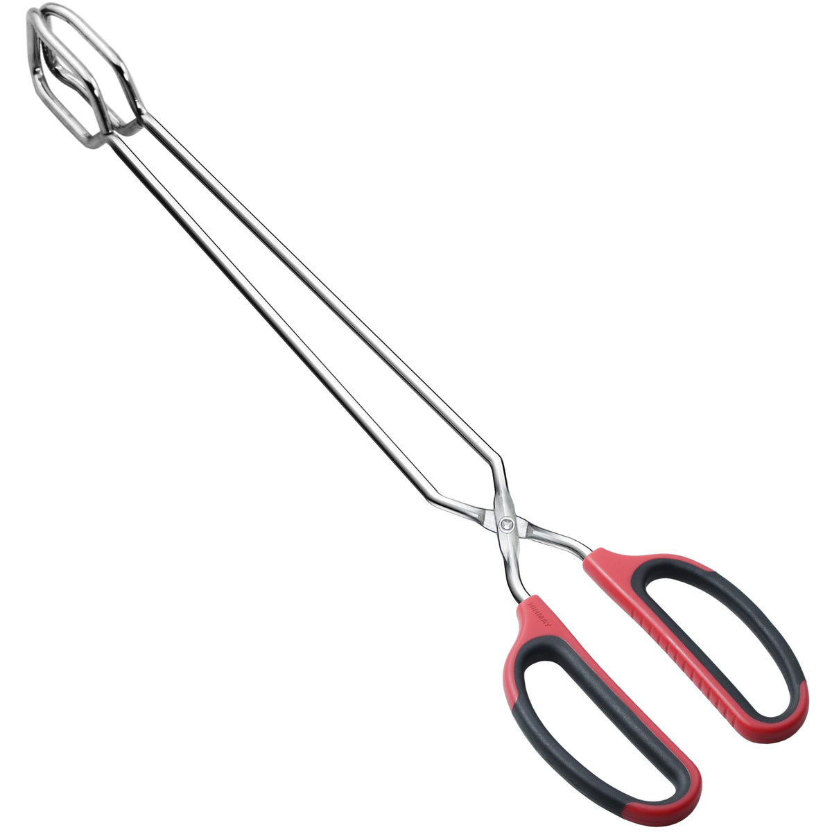 HINMAY extra long scissor tongs with soft silicone grip for grilling
