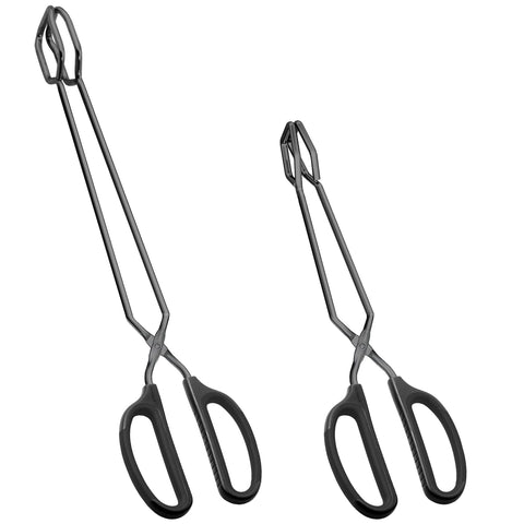 HINMAY 12-inch stainless steel scissor tongs with precise grip for flipping.