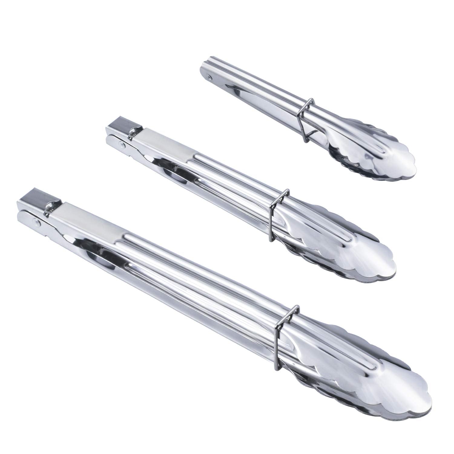HINMAY 7-inch stainless steel tong with precise grip for grilling