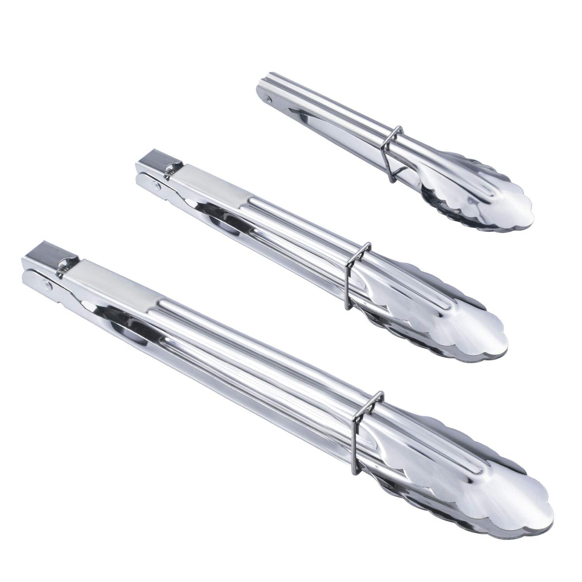HINMAY 7-inch stainless steel tong with precise grip for grilling