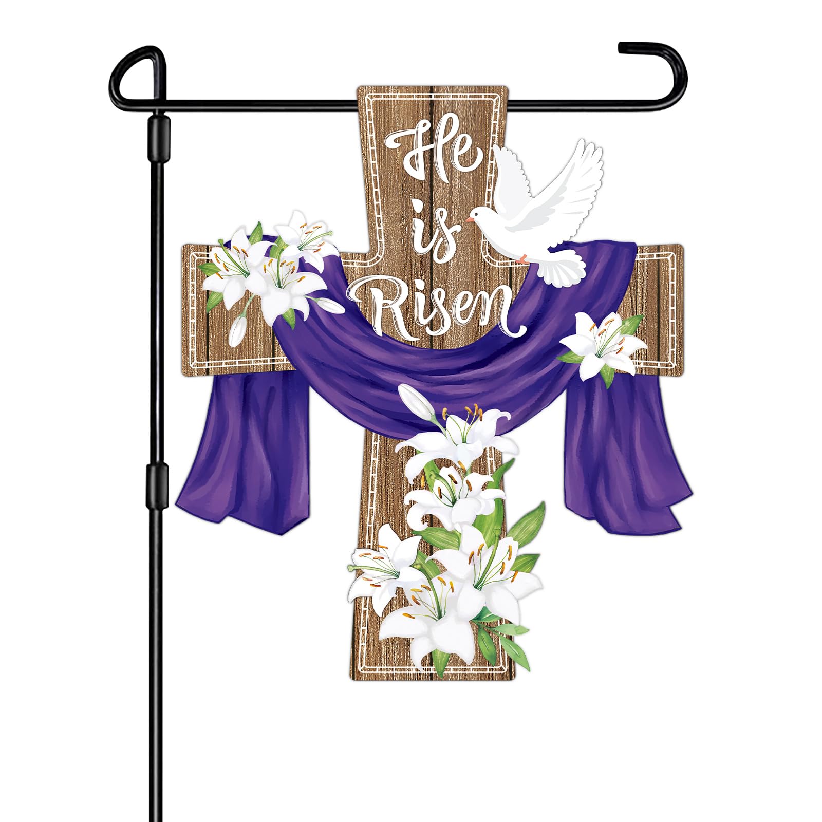Hinsly He is Risen cross flag for outdoor use with double-sided print for vibrant visibility.