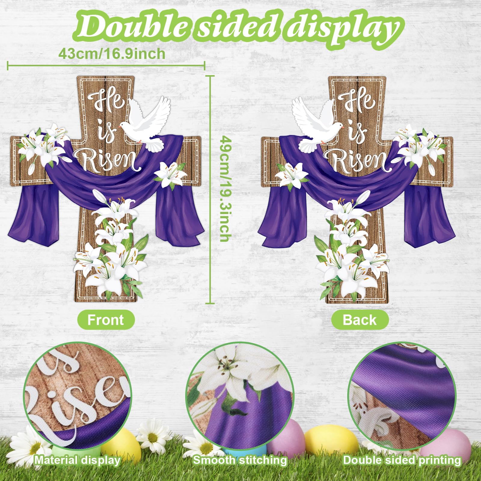 Hinsly outdoor Easter decor flag suitable for patios and yards.