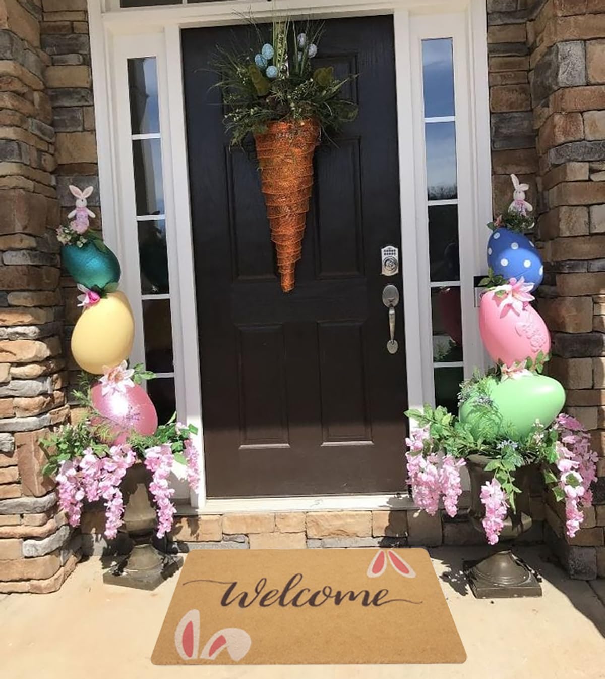 Dimensions 17x30 inches of HinyBoeh Easter Doormat