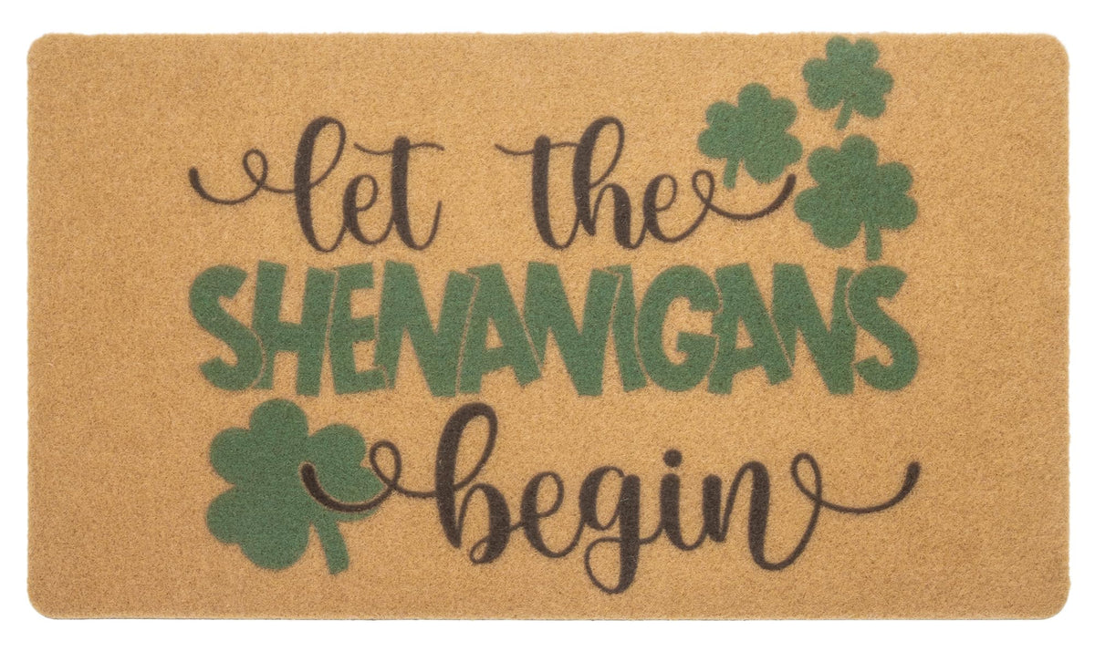 HinyBoeh St Patrick's Day welcome doormat on porch enhances curb appeal
