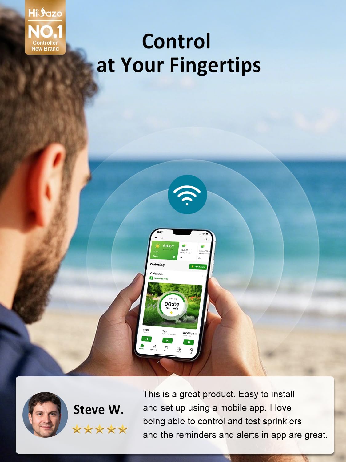 HiOazo app control showing remote watering schedules