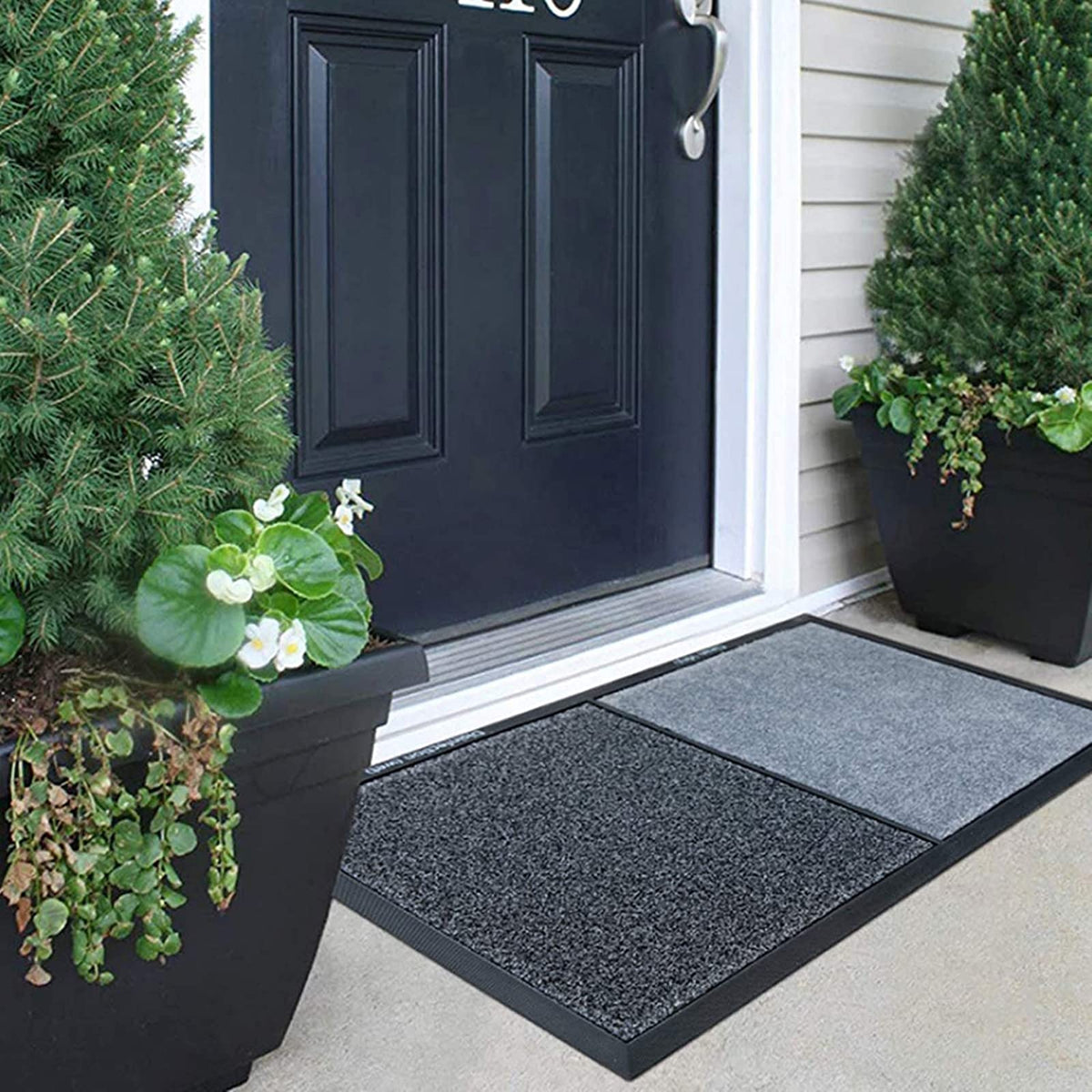 Hiocpl shoe sanitizer mat at the front door traps dirt and moisture for a cleaner entry.