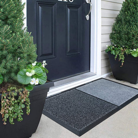 Hiocpl shoe sanitizer mat at the front door traps dirt and moisture for a cleaner entry.