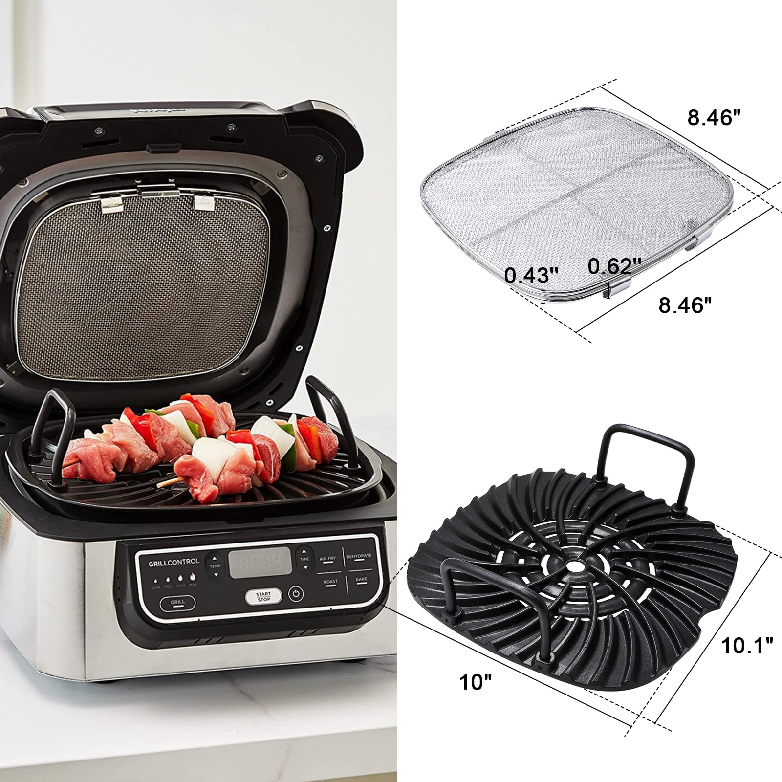 Hiorucet Ninja Foodi grill grate for AG301 ensures safe, healthy sears.
