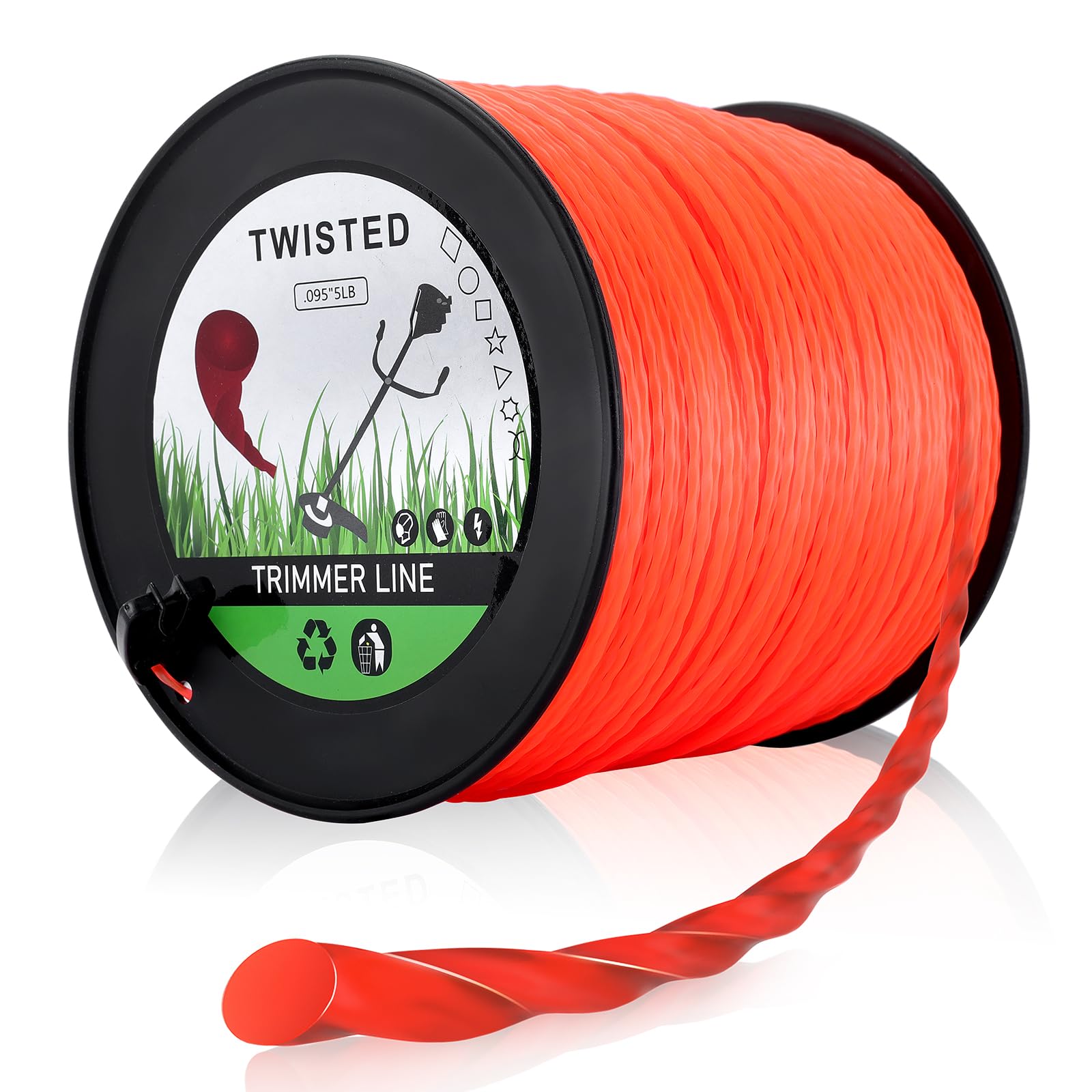 Hipa 0.095-inch round twist trimmer line on a spool for extended cutting capacity.