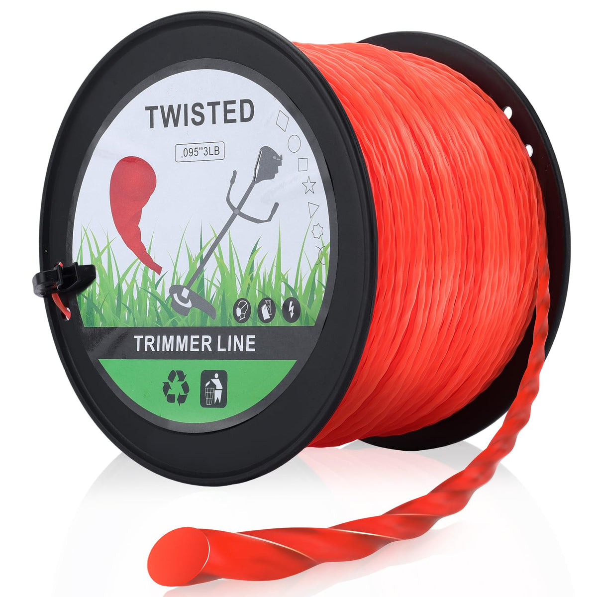 Hipa 0.095 inch orange trimmer line on a 3 lb spool for durable outdoor trimming