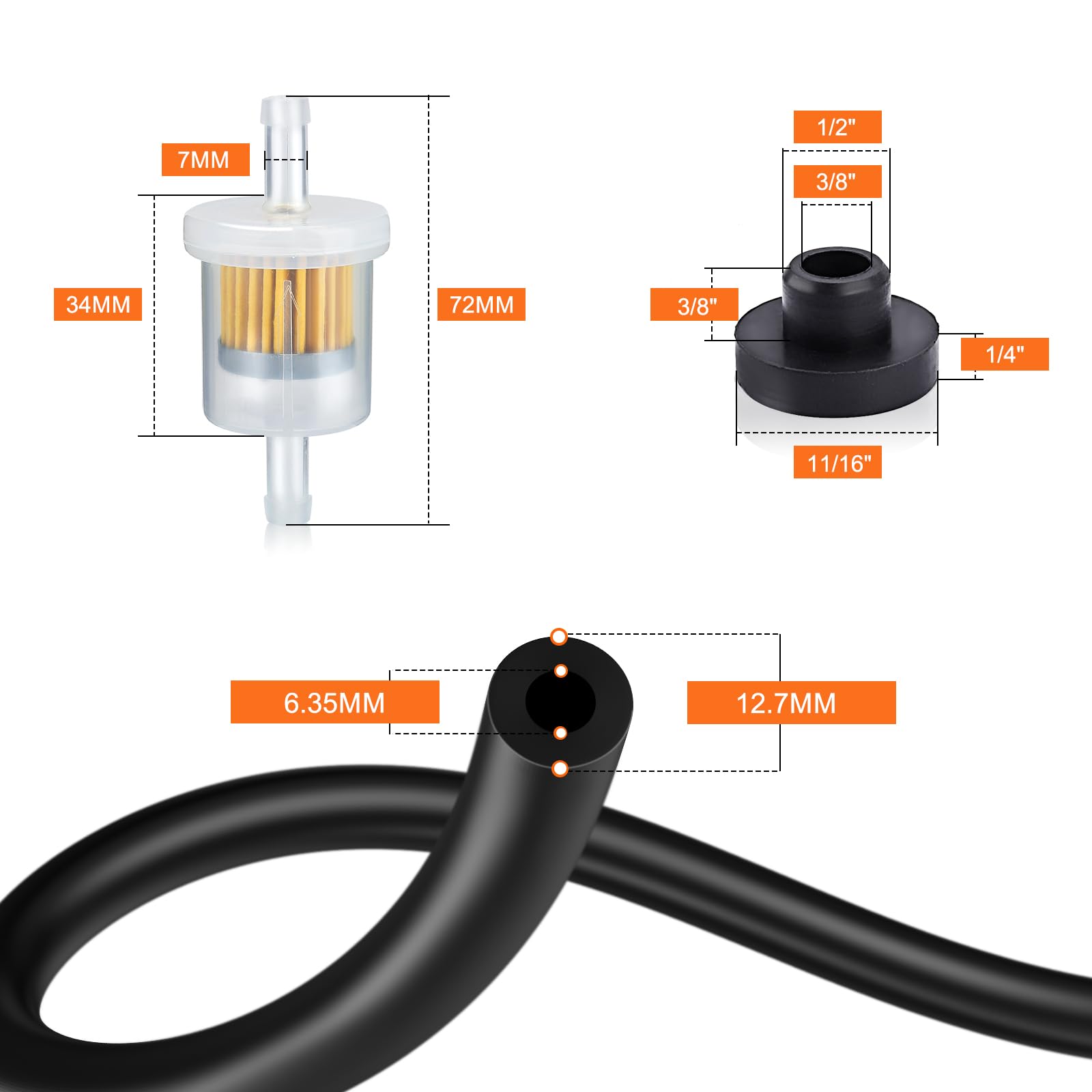 Hipa 1/4-inch ID fuel line for secure fuel transfer and leak-free connections.