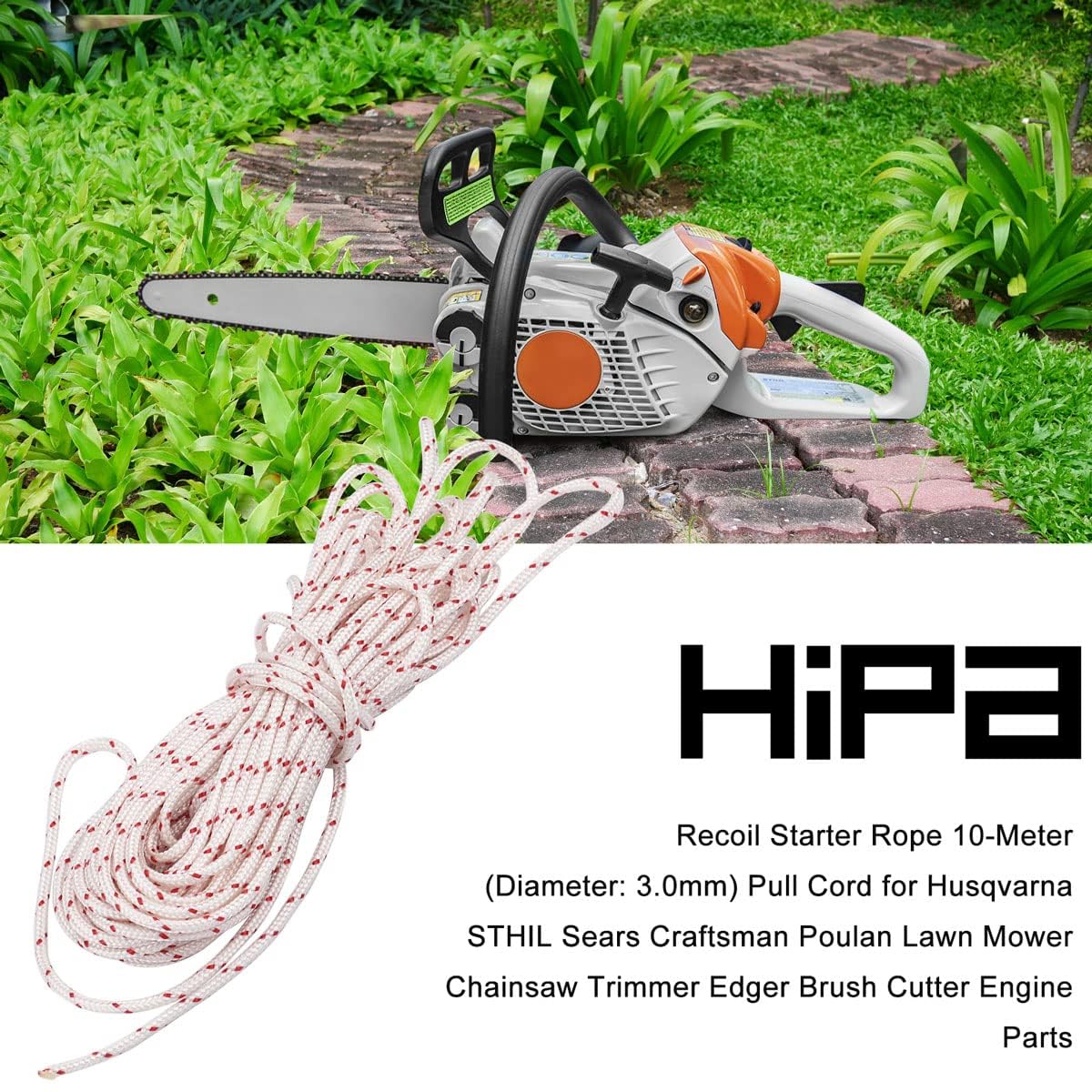 Hipa 10m pull cord for lawn gear replacements.