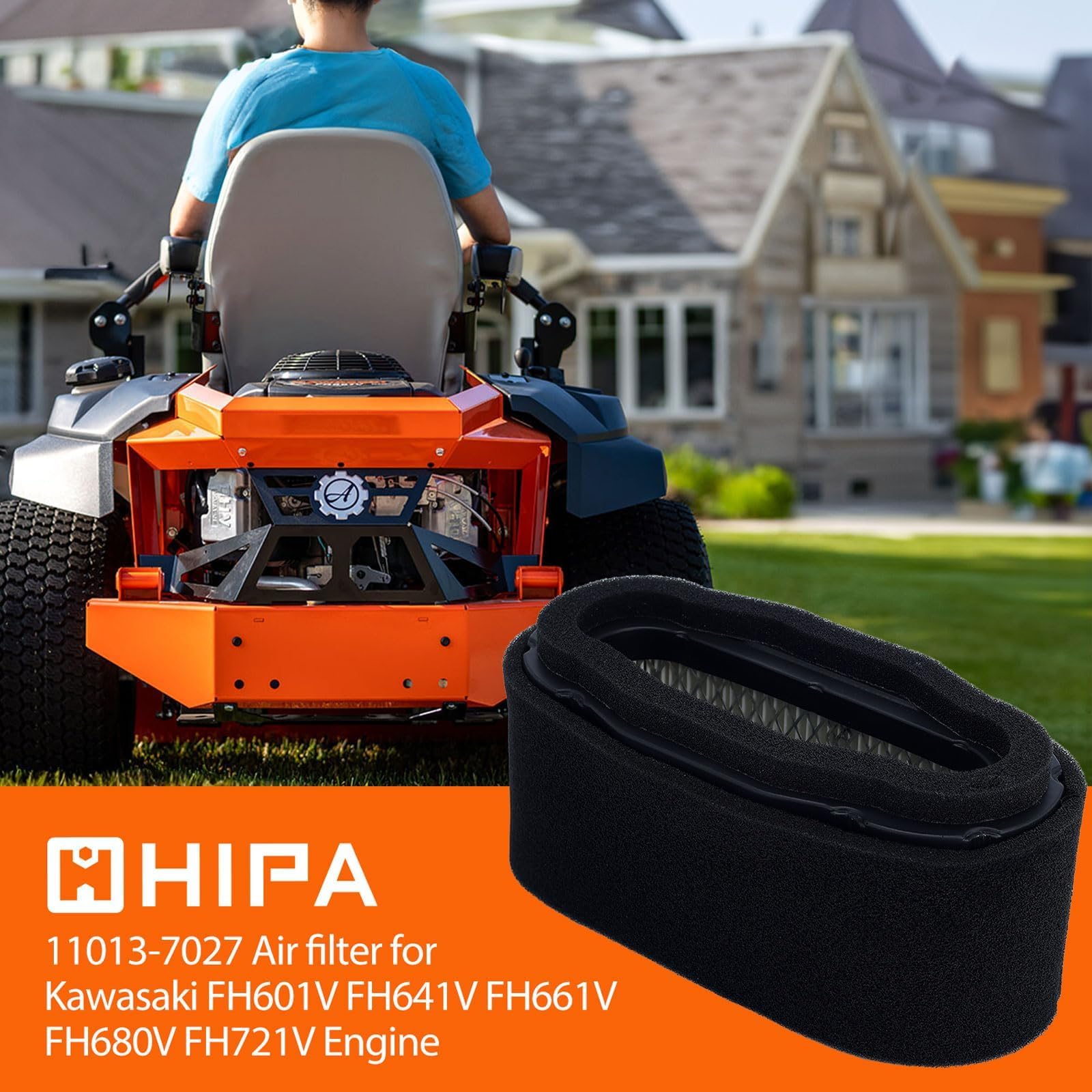 Hipa 11013-7027 air filter for Kawasaki FH641V maintains clean air intake.