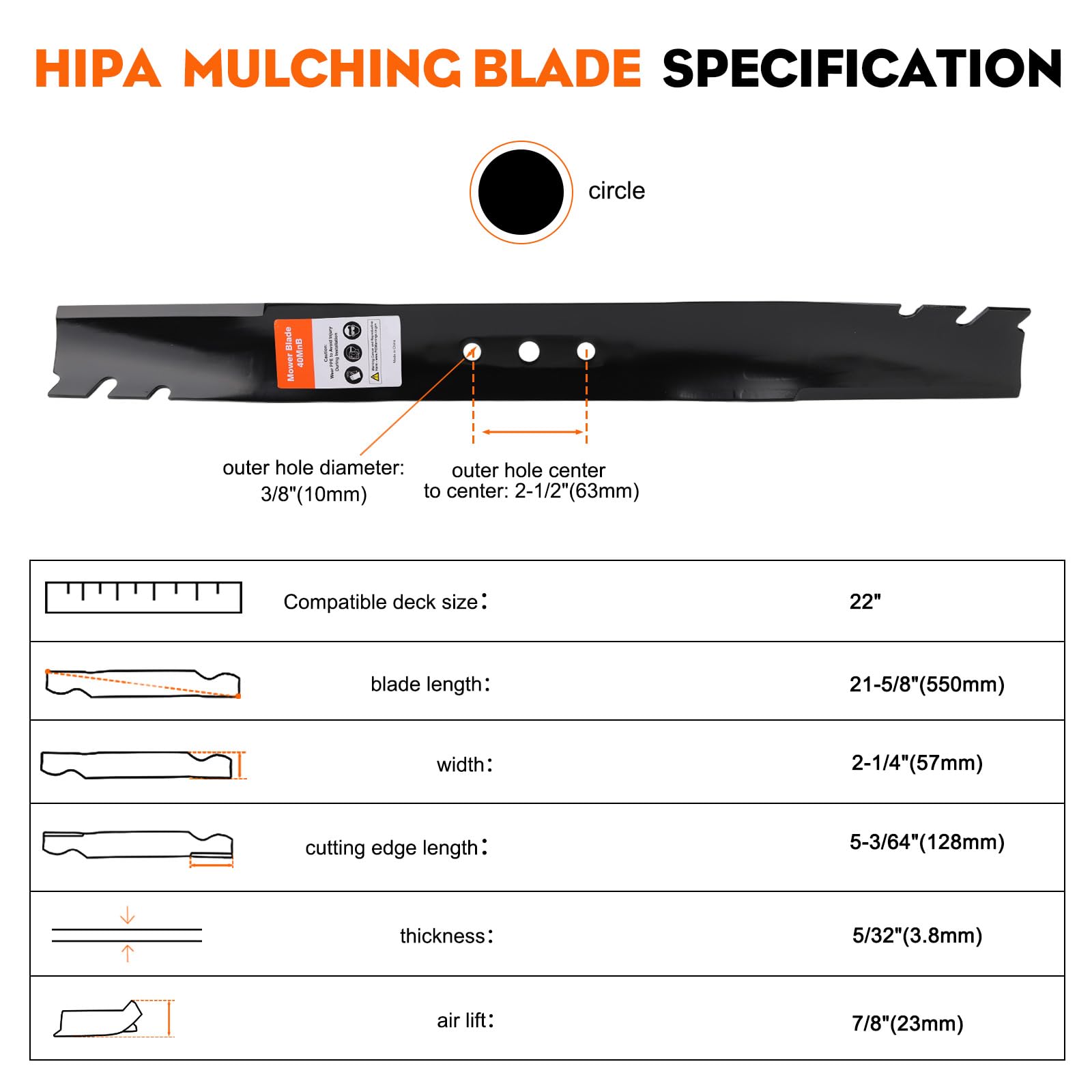 Hipa 131-4547-03 edge-coated blade, rust resistance for long-lasting performance.