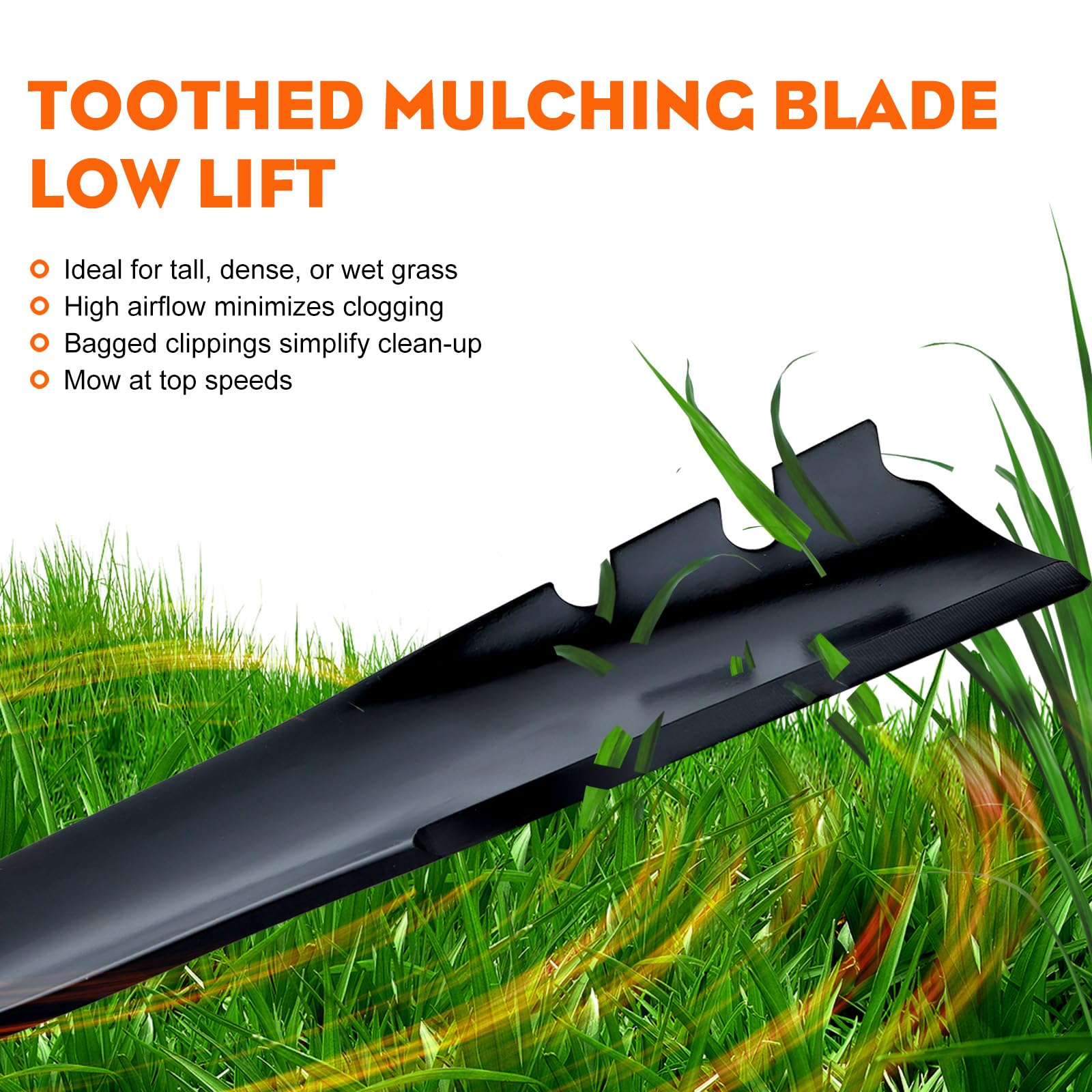 Hipa 131-4547-03 mulching blade edge detail highlights high-carbon steel.