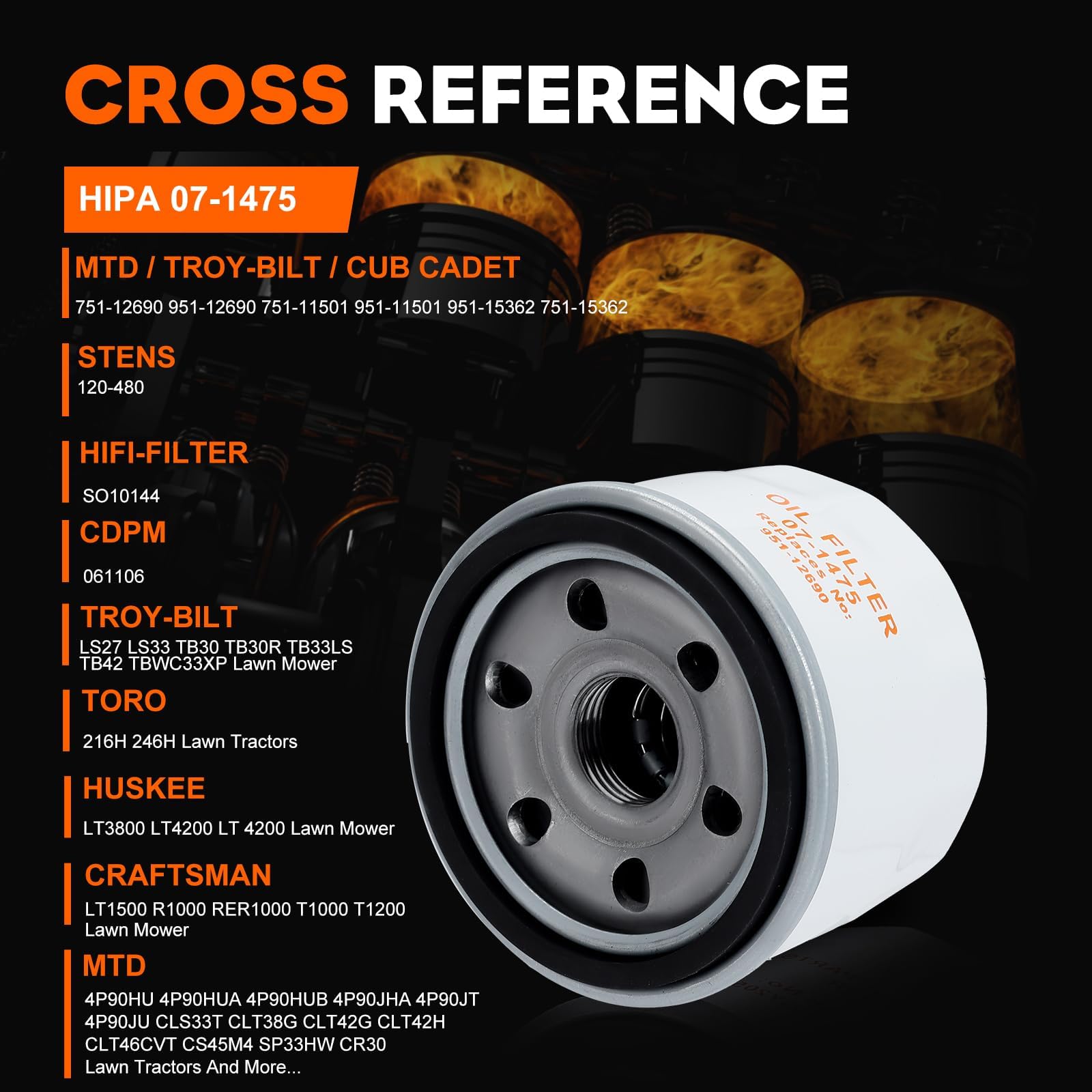 Hipa 2-pack oil filter side view highlighting robust build for durable use