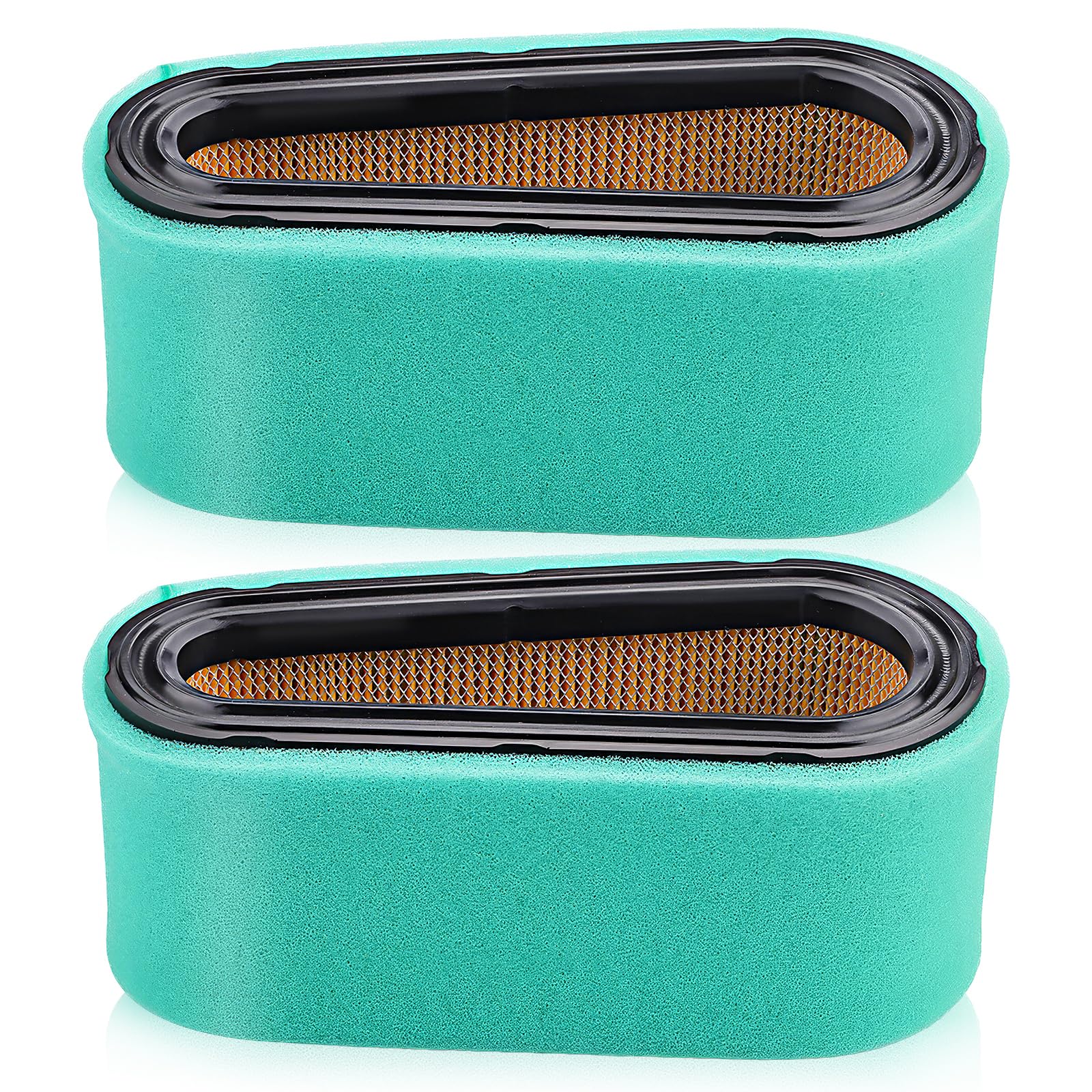 HIPA 2 pack air filter front view for Briggs & Stratton mowers showing clean, accessible design