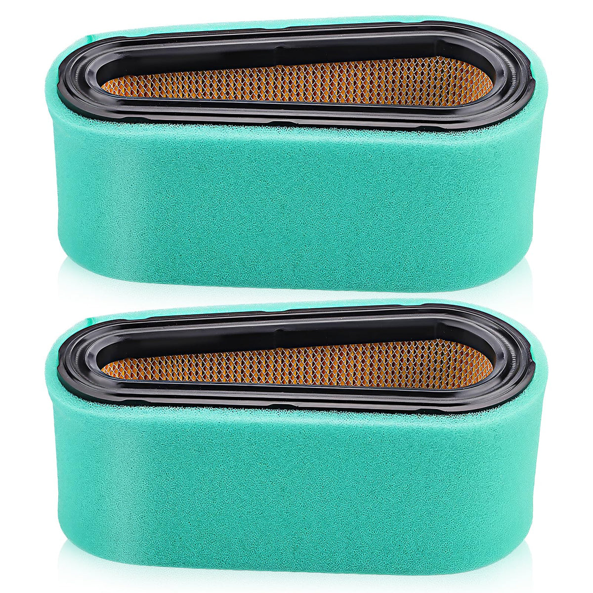 HIPA 2 pack air filter front view for Briggs & Stratton mowers showing clean, accessible design