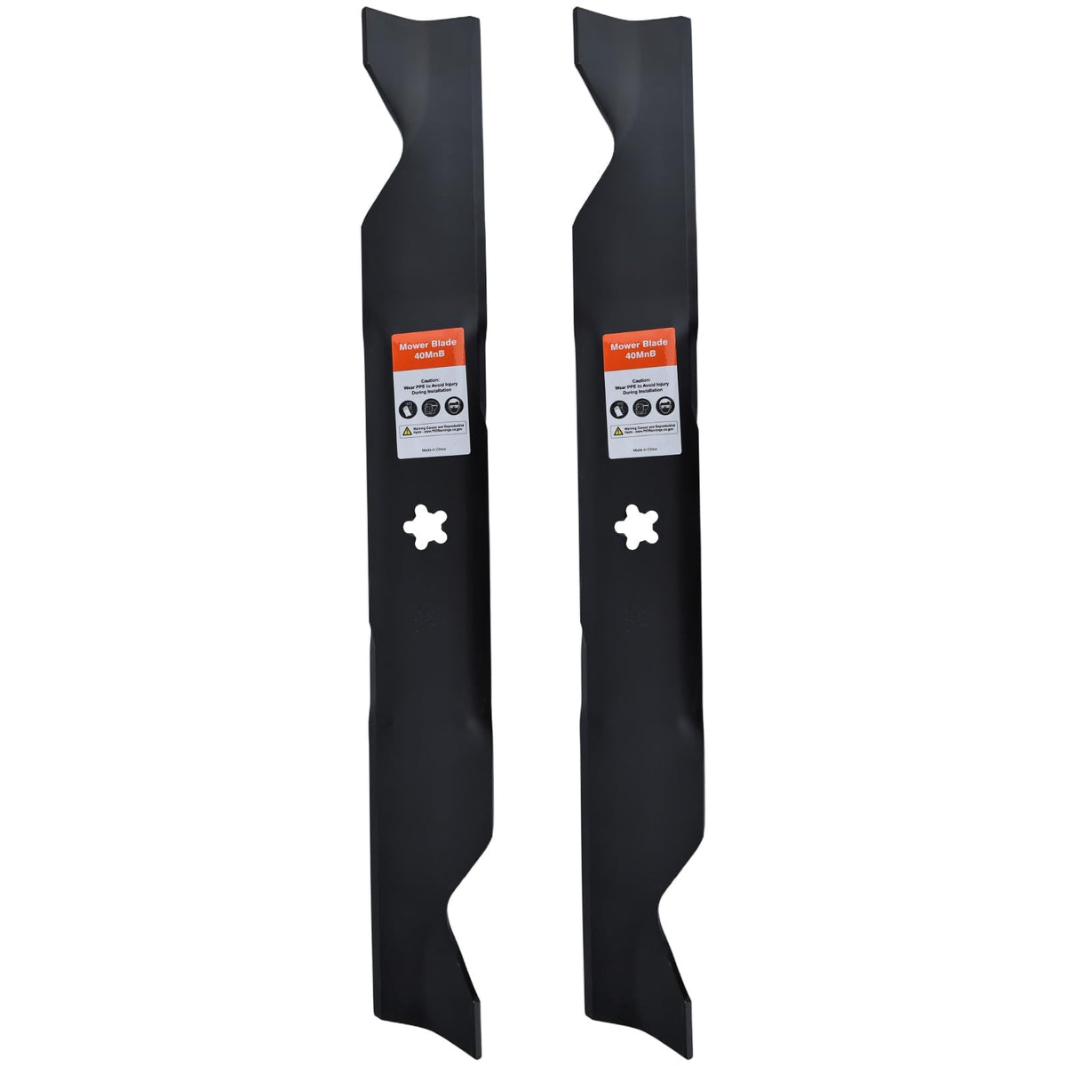 Hipa 2-pack 46-inch high lift blades with 5-point star for precise mowing.