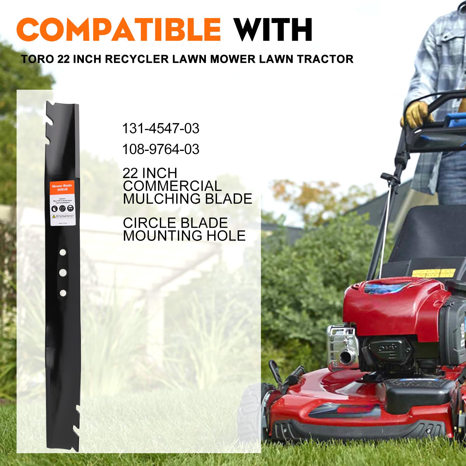 Hipa 2-pack mulching blades for Toro 22-inch, keeps clippings finely dispersed.