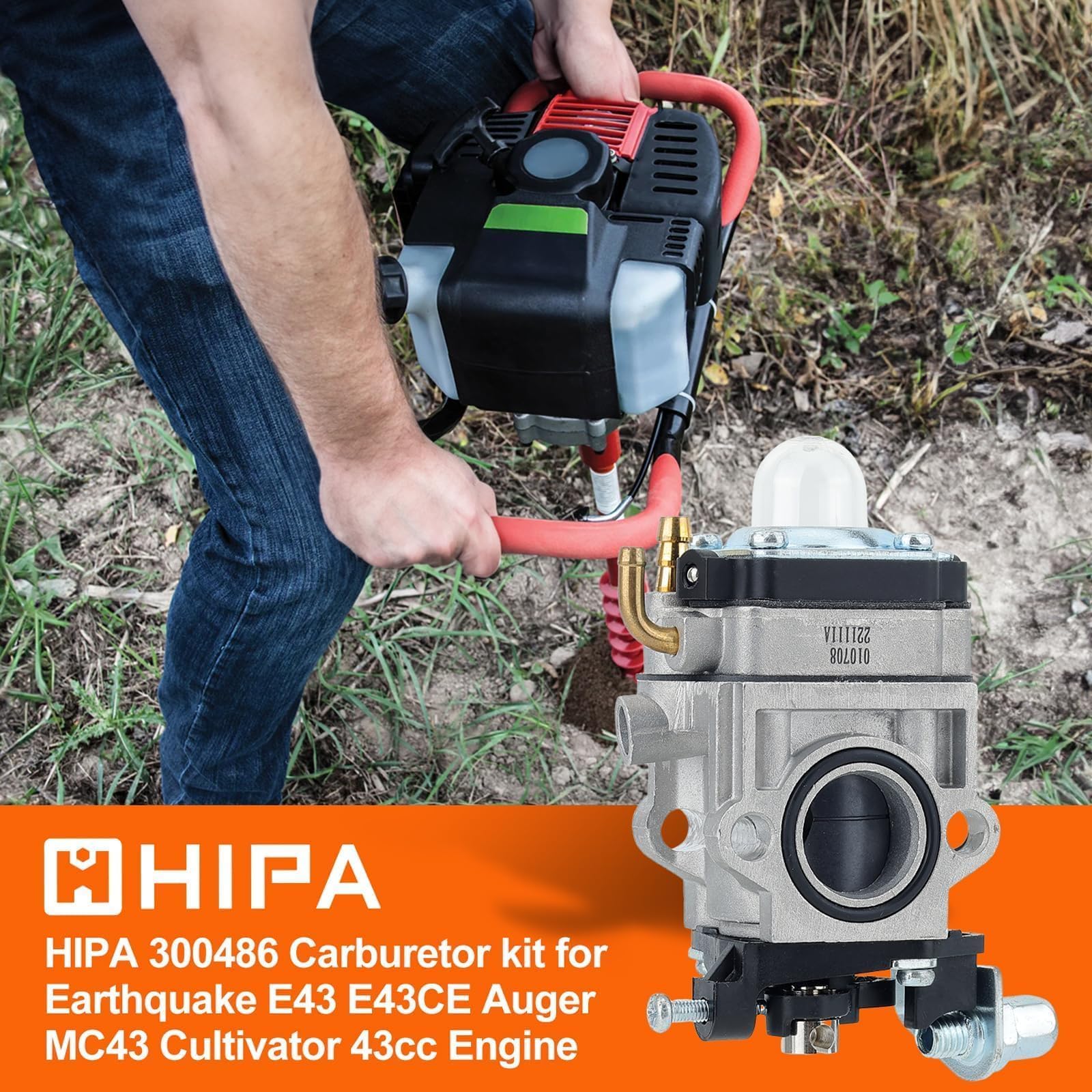 Hipa 300486 air filter for Earthquake 43cc ensures clean airflow.
