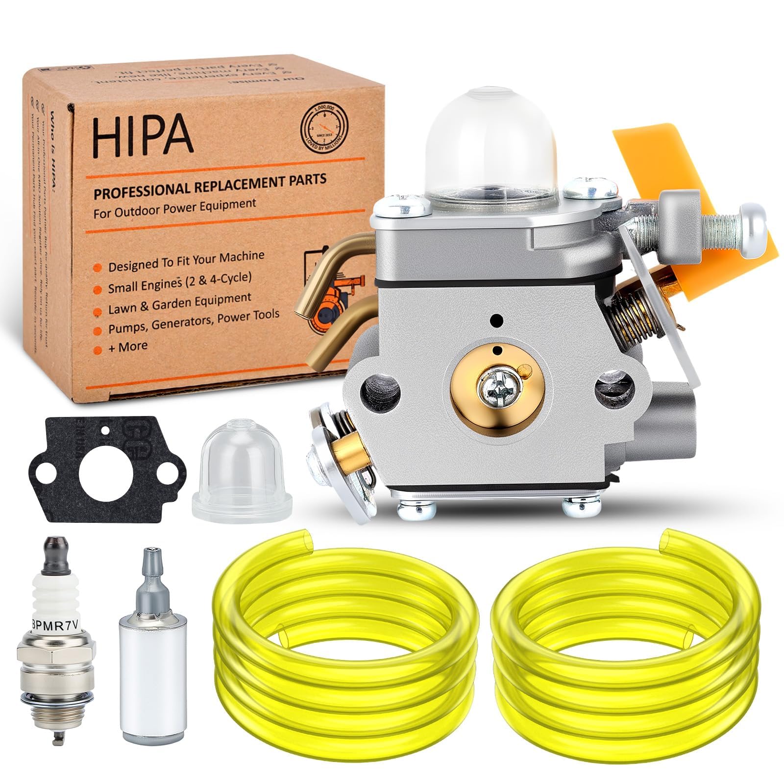 Hipa 308054043 carburetor CS26 image shows precise fit for reliable starts.