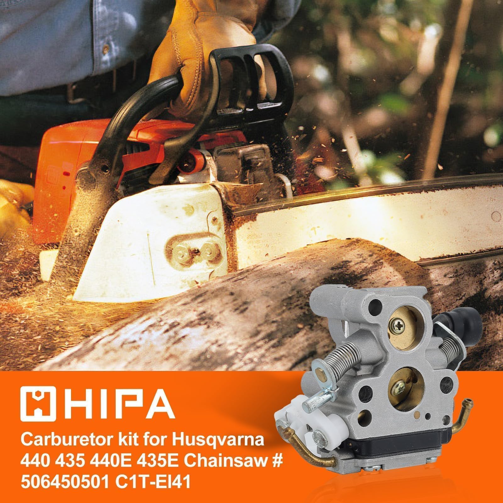 Hipa 506450501 carburetor side view demonstrates precise Husqvarna compatibility