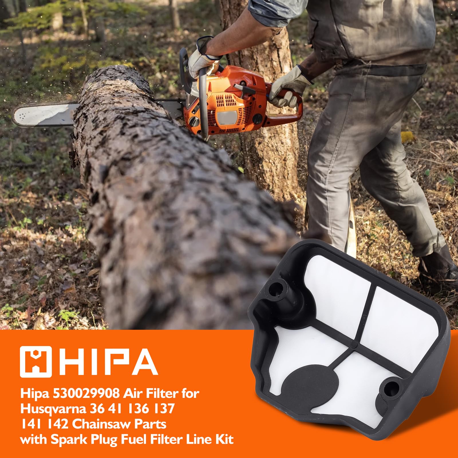 Hipa 530029908 fuel filter for Husqvarna models; supports clean fuel delivery