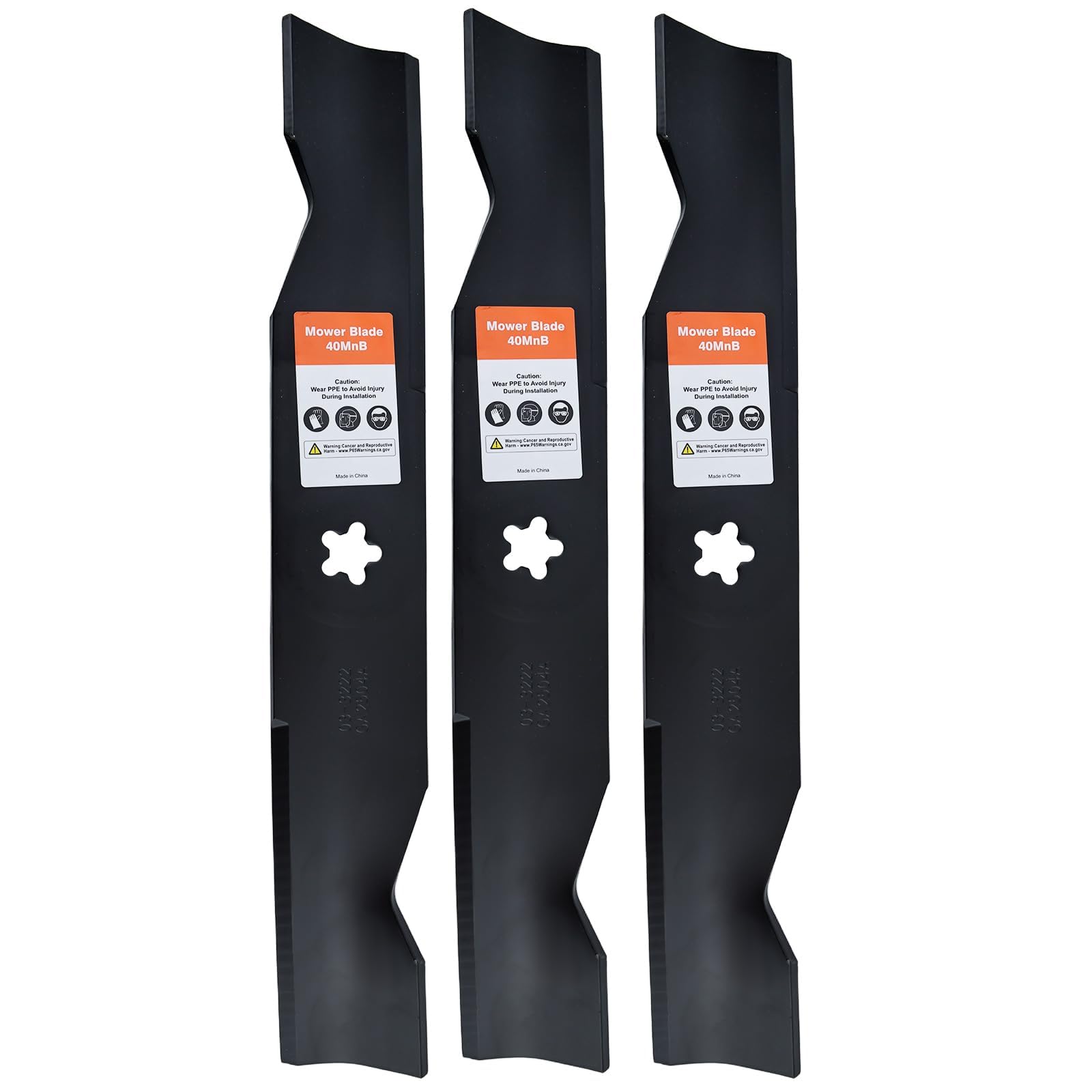 Hipa 532180054 high-lift blades 48-inch pack front view, Husqvarna compatibility.
