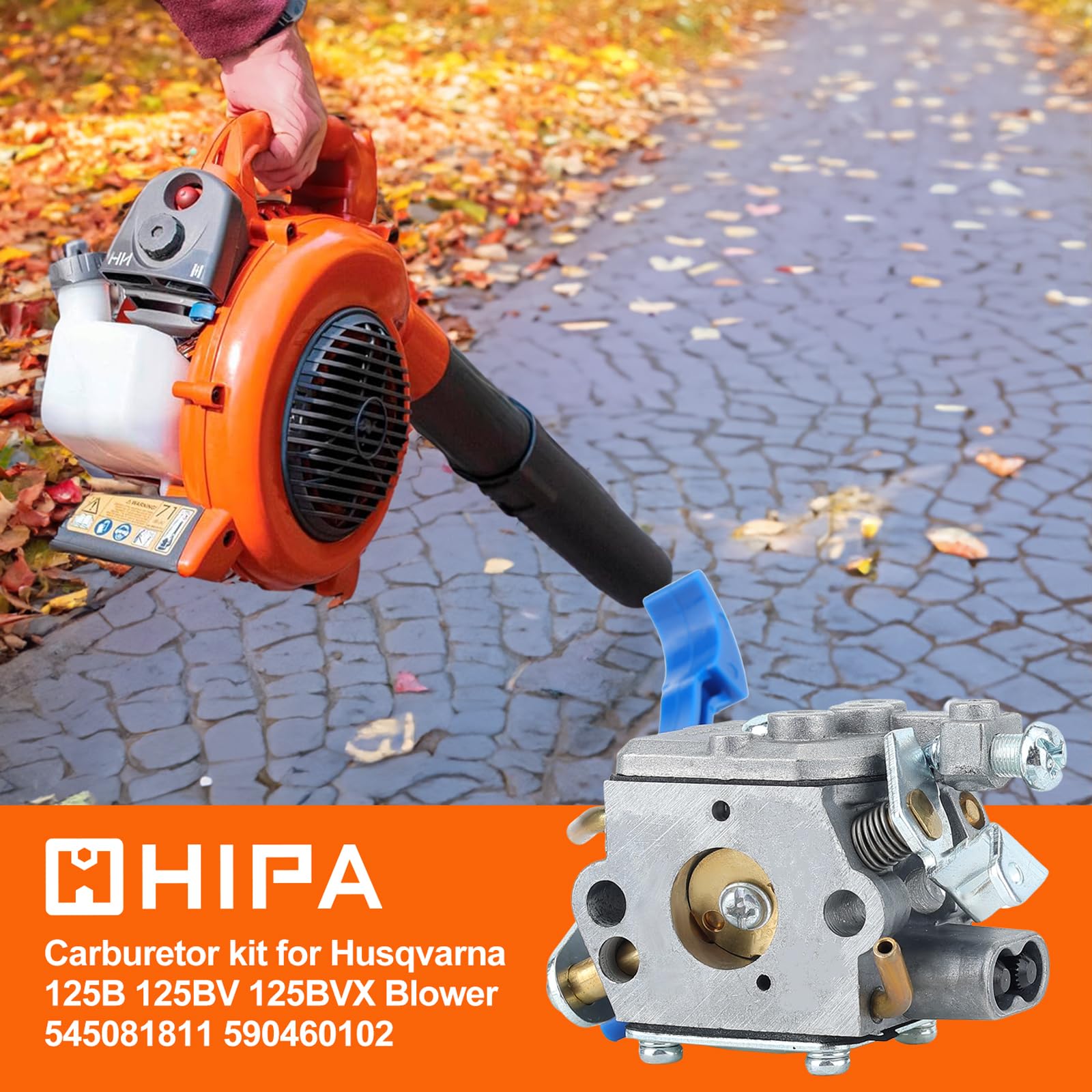 Hipa carb kit packaging shows full tune-up components for Husqvarna compatibility