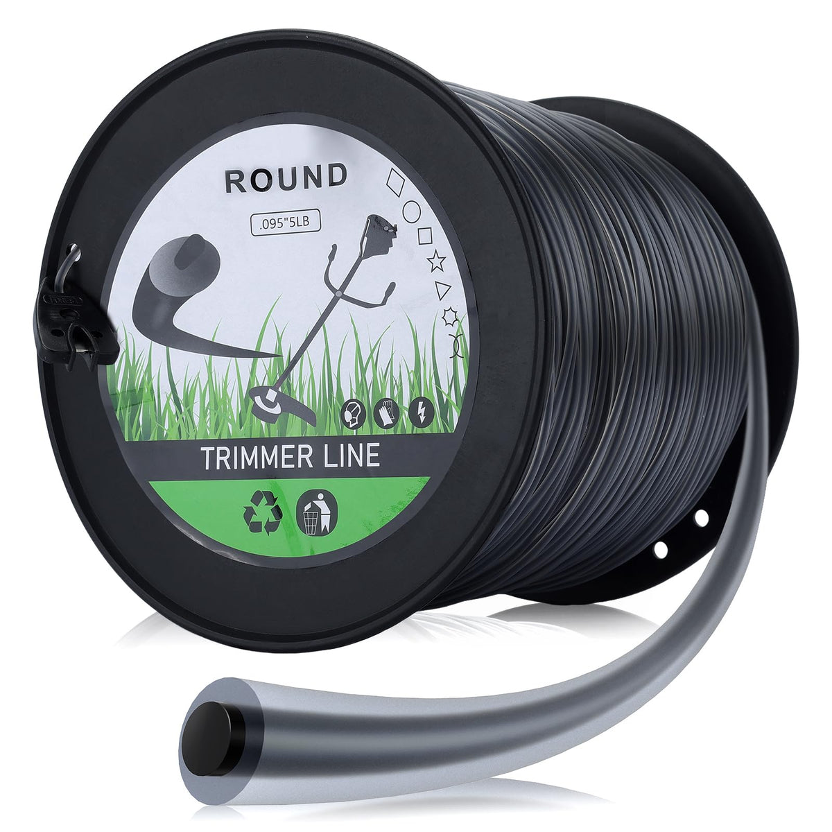 Hipa 5-lb reel of 0.095 inch trimmer line ready for heavy-duty lawn work