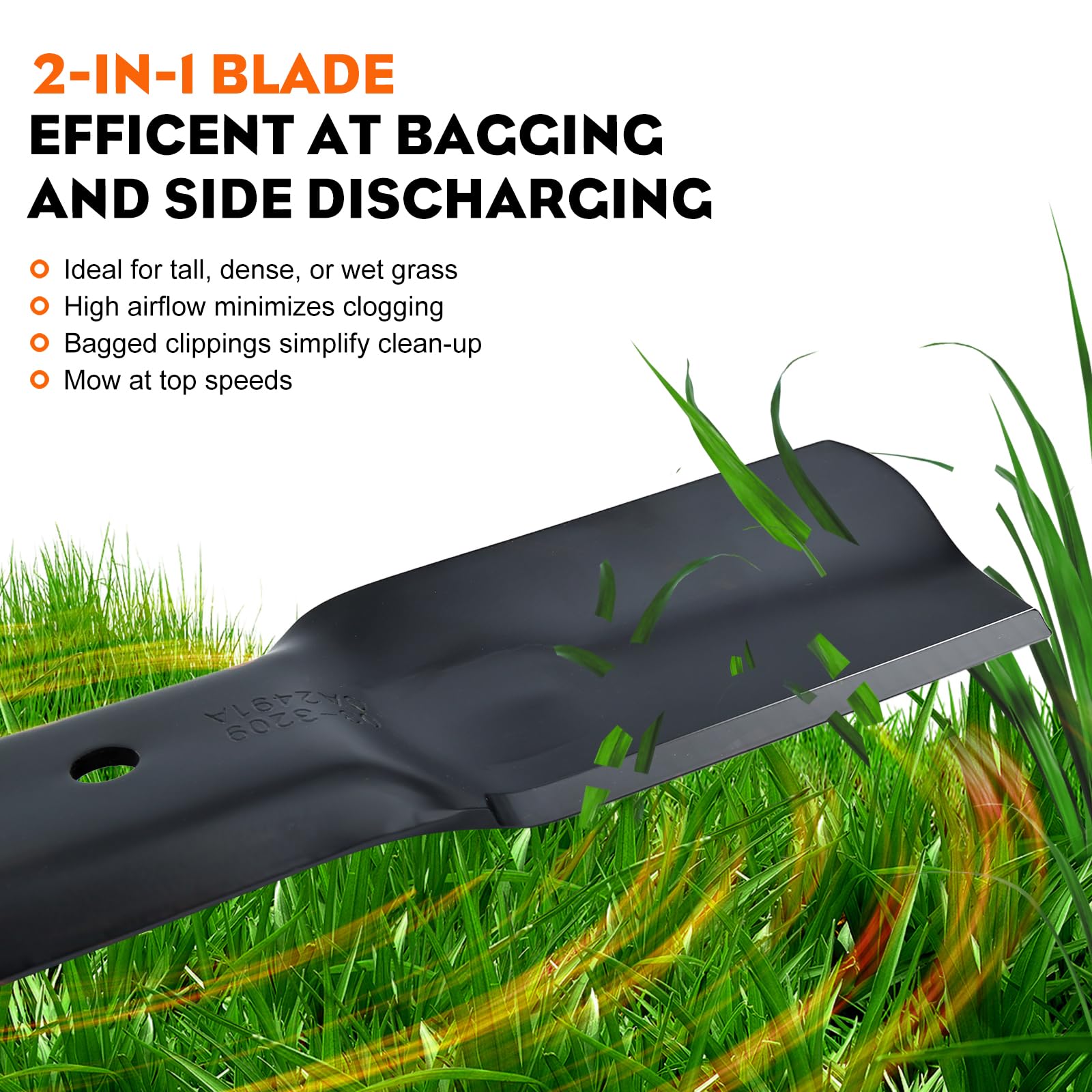Hipa three-pack high-lift blades with 6-star mounting