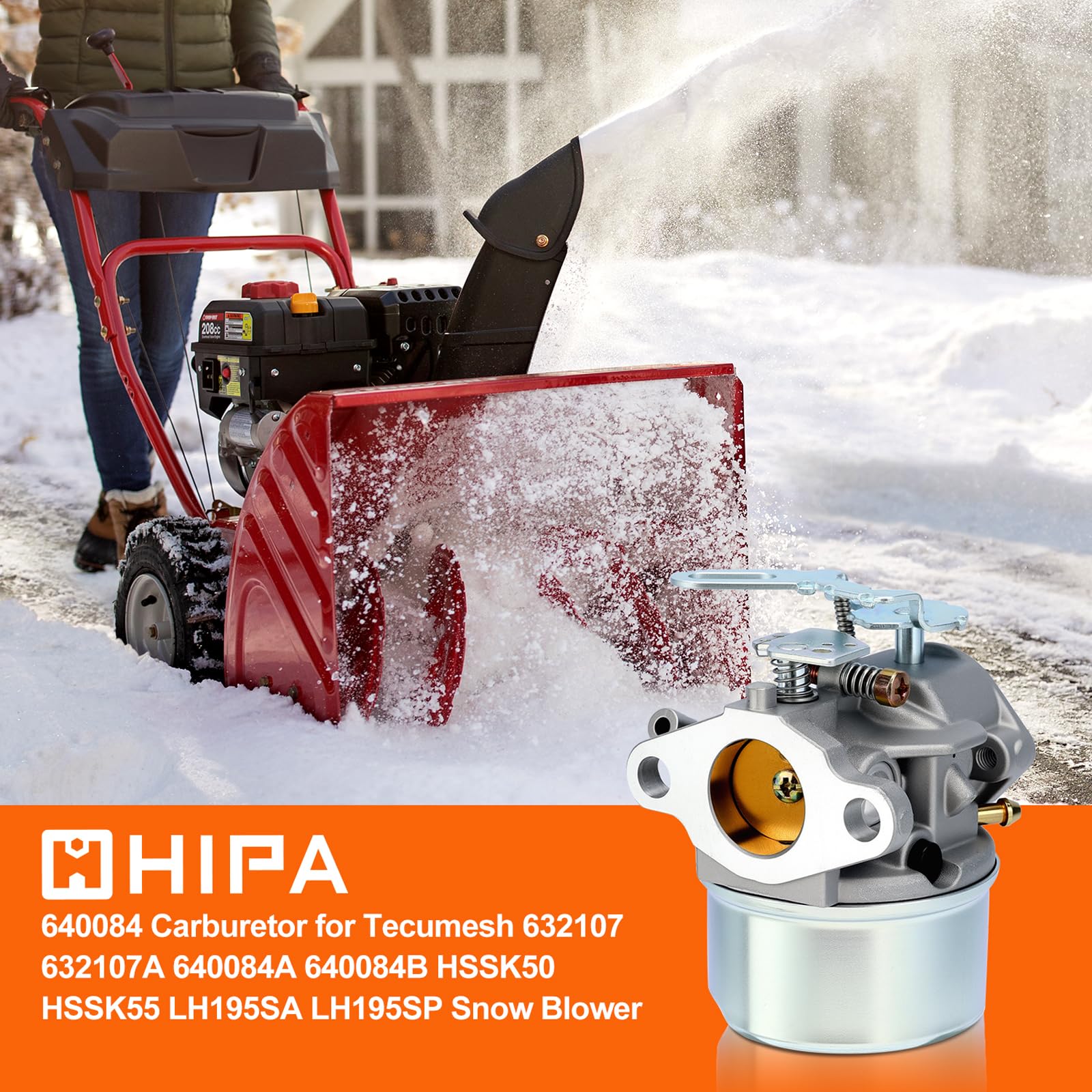 Hipa 640084B snow blower carburetor with gasket improves start-up and smooth operation.